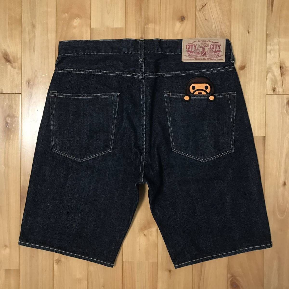 Bape BAPE milo embroidery denim shorts a bathing ape ★size L Size US 34 / EU 50 - 1 Thumbnail