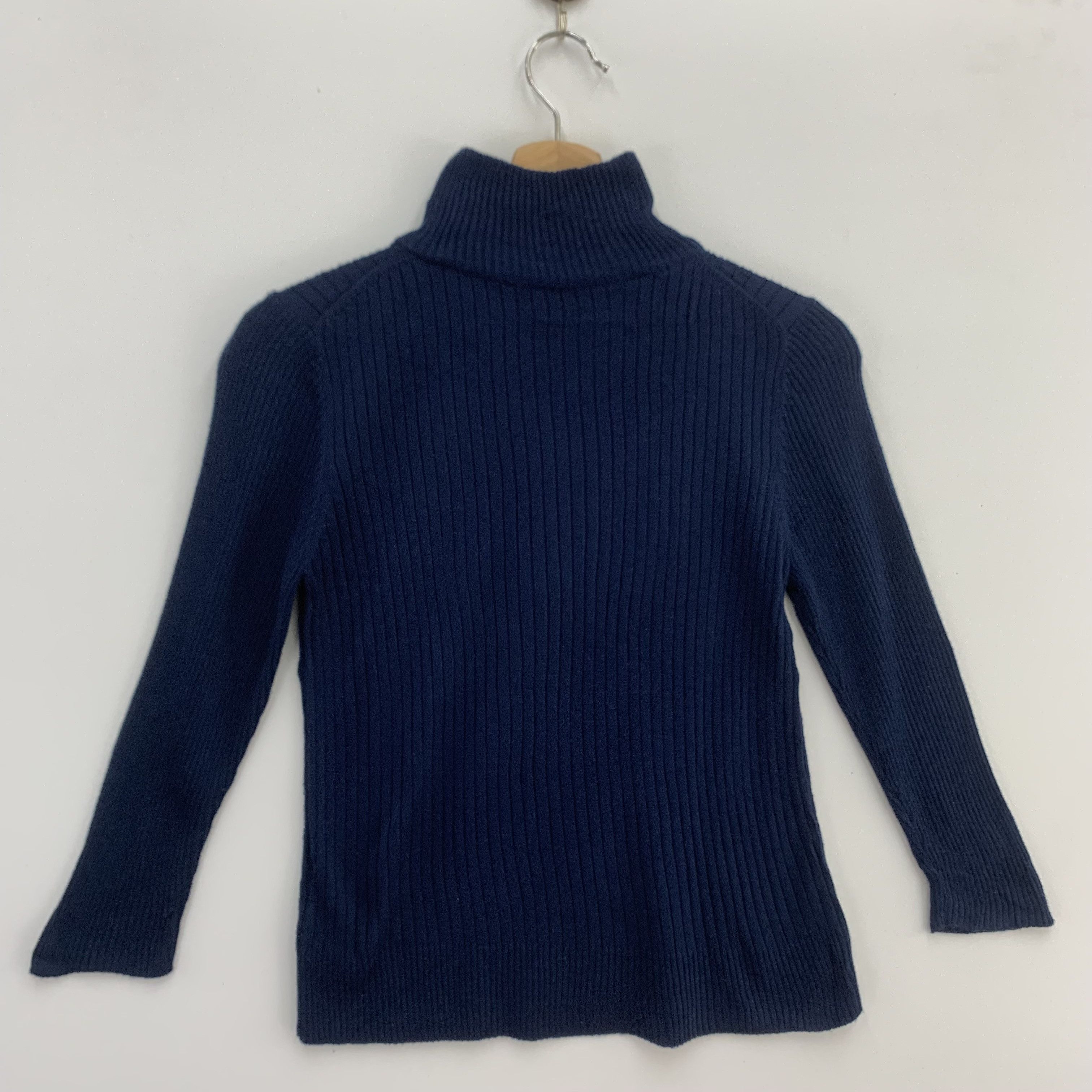 Japanese Brand Vintage Blue Wool Sweater Knit Long Sleeve Half Zipper Size M / US 6-8 / IT 42-44 - 2 Thumbnail