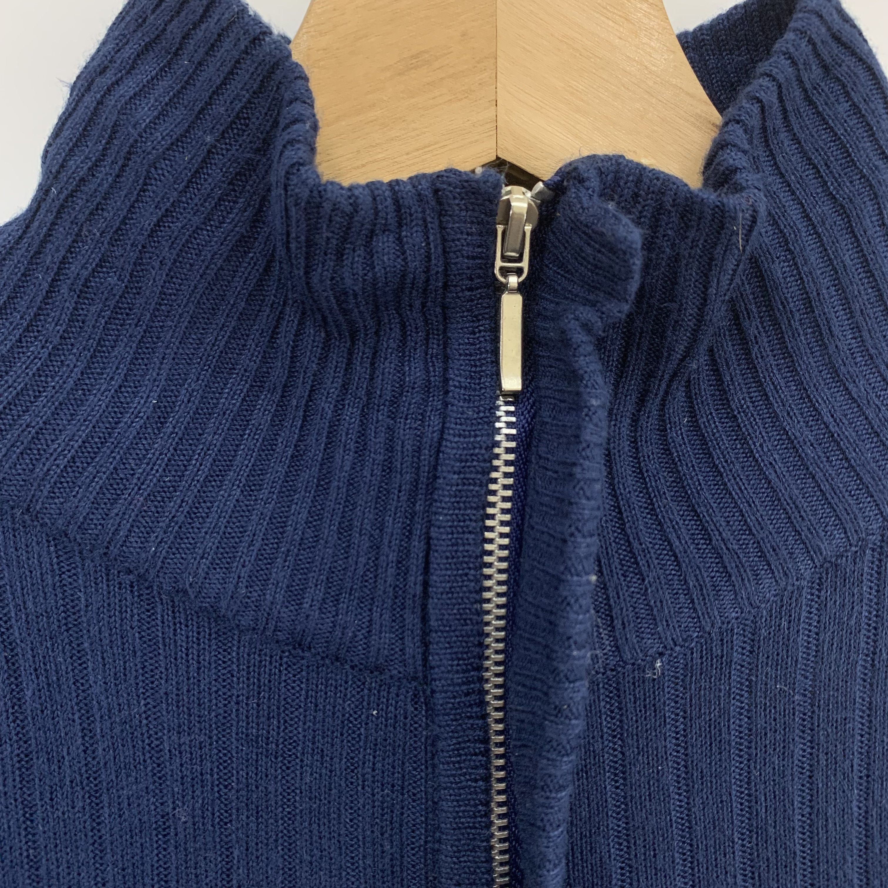 Japanese Brand Vintage Blue Wool Sweater Knit Long Sleeve Half Zipper Size M / US 6-8 / IT 42-44 - 4 Thumbnail