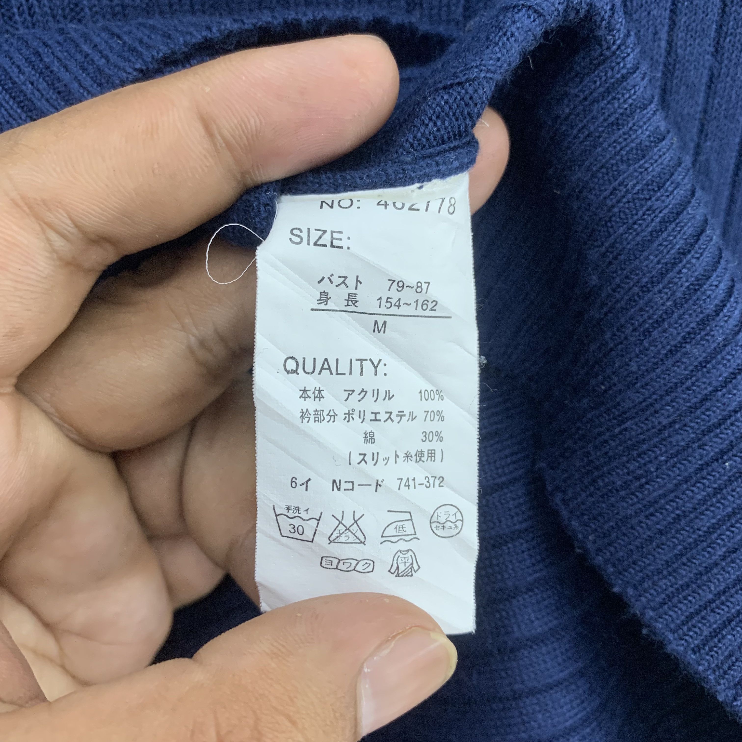 Japanese Brand Vintage Blue Wool Sweater Knit Long Sleeve Half Zipper Size M / US 6-8 / IT 42-44 - 5 Thumbnail
