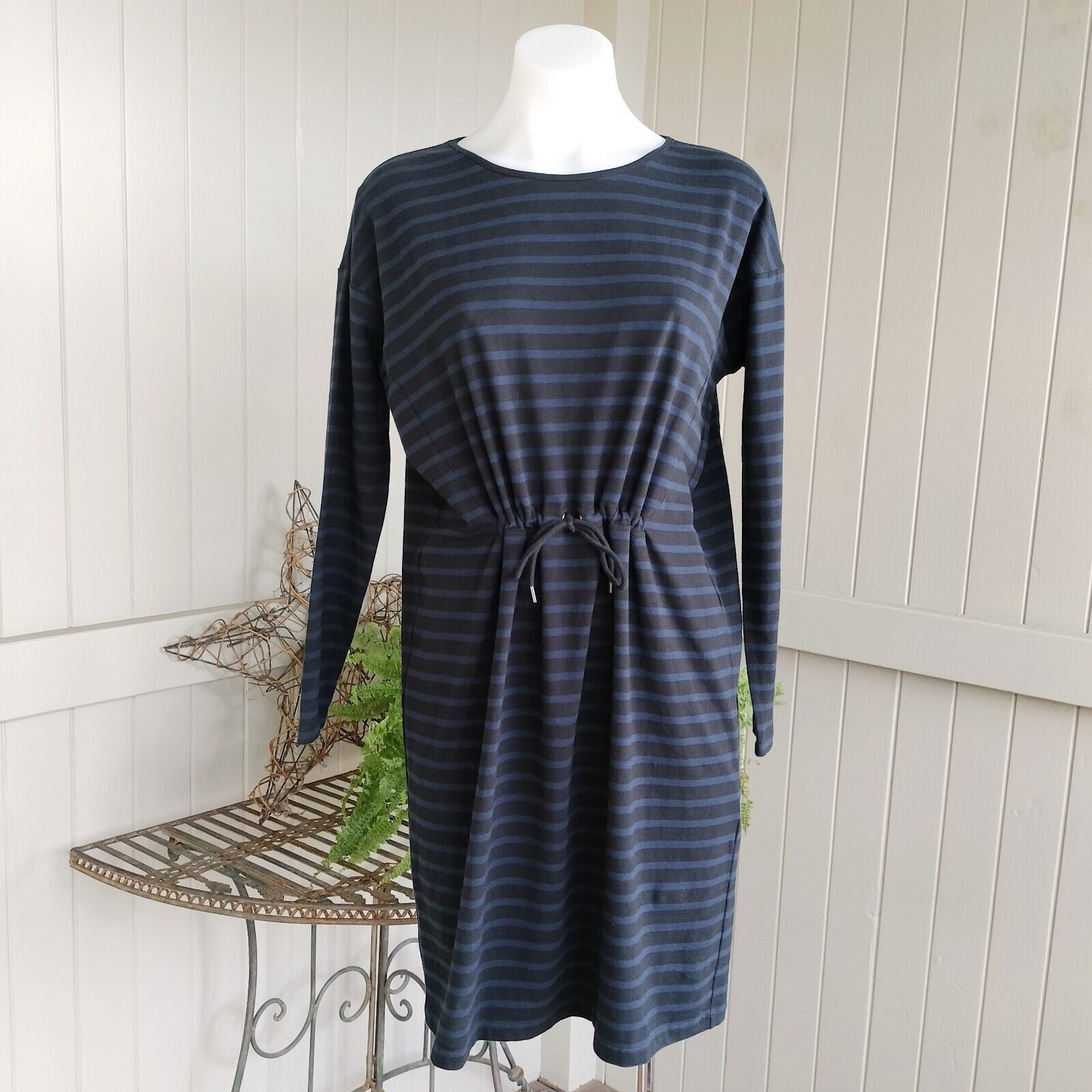 Designer POL Clothing Dress Knit Mini Striped Jersey Drawstring Egirl Size XS / US 0-2 / IT 36-38 - 2 Thumbnail