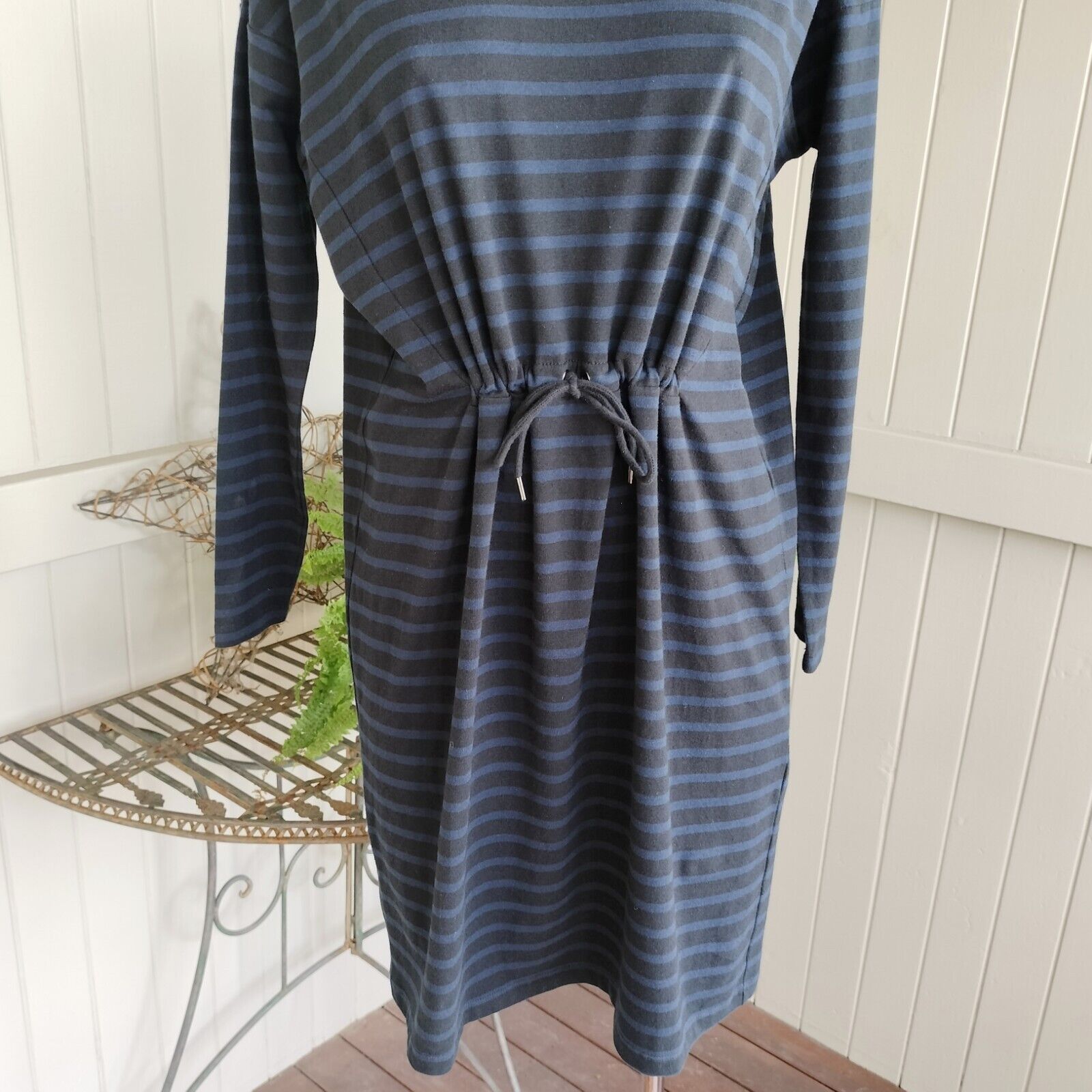 Designer POL Clothing Dress Knit Mini Striped Jersey Drawstring Egirl Size XS / US 0-2 / IT 36-38 - 6 Thumbnail