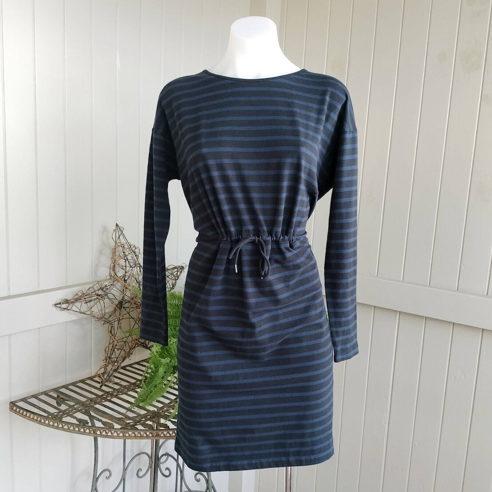 Designer POL Clothing Dress Knit Mini Striped Jersey Drawstring Egirl Size XS / US 0-2 / IT 36-38 - 1 Thumbnail