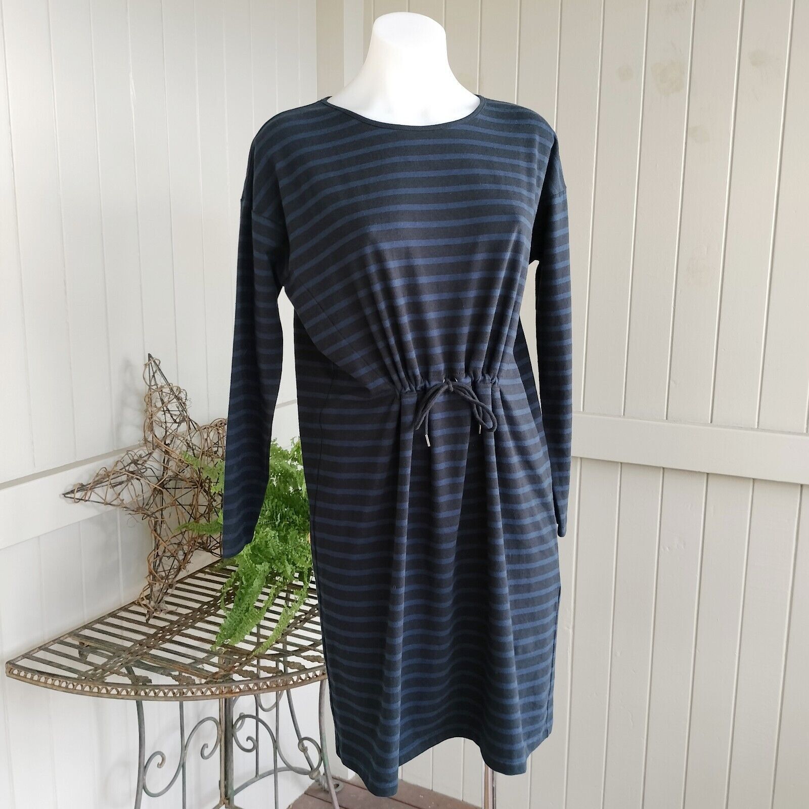 Designer POL Clothing Dress Knit Mini Striped Jersey Drawstring Egirl Size XS / US 0-2 / IT 36-38 - 3 Thumbnail