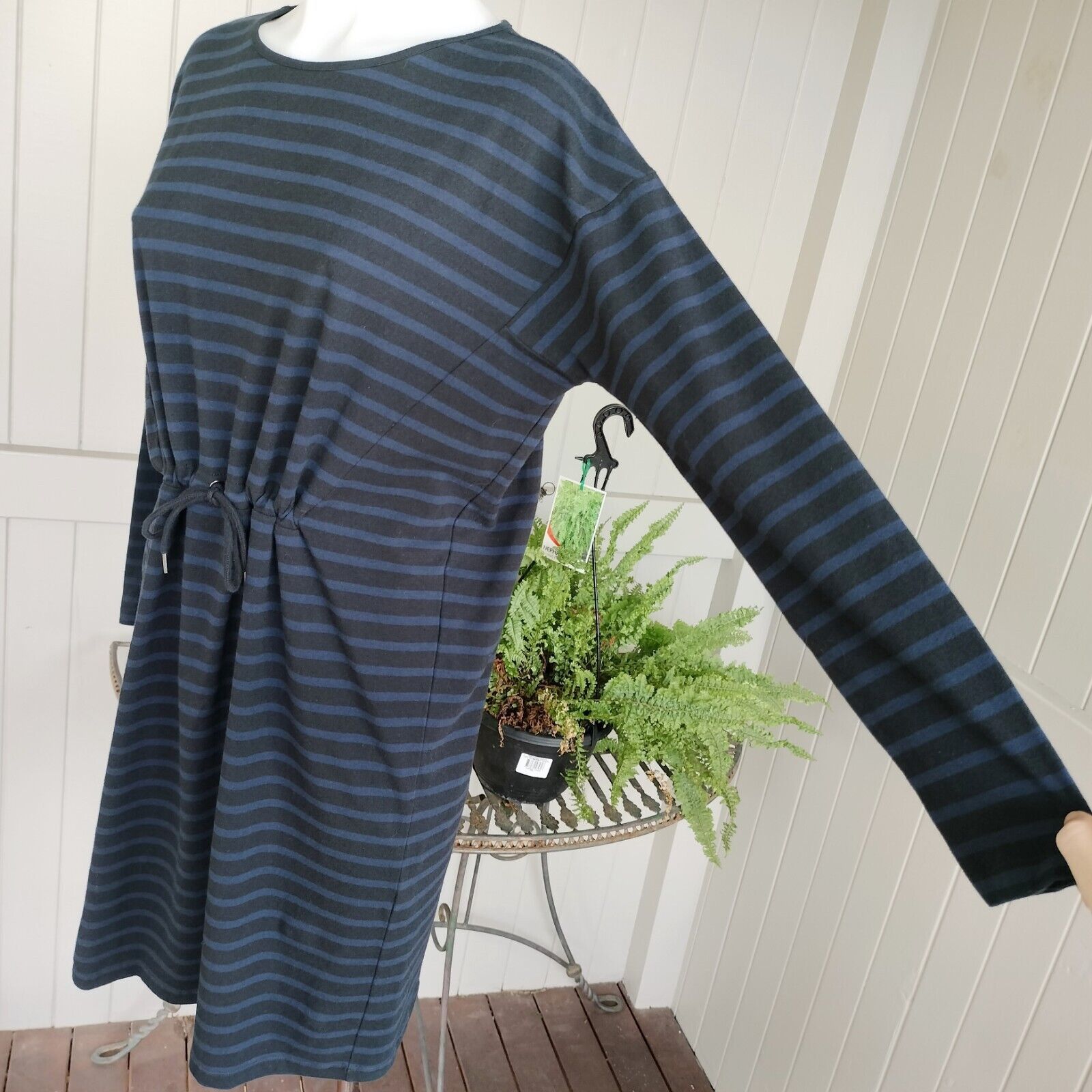 Designer POL Clothing Dress Knit Mini Striped Jersey Drawstring Egirl Size XS / US 0-2 / IT 36-38 - 7 Thumbnail