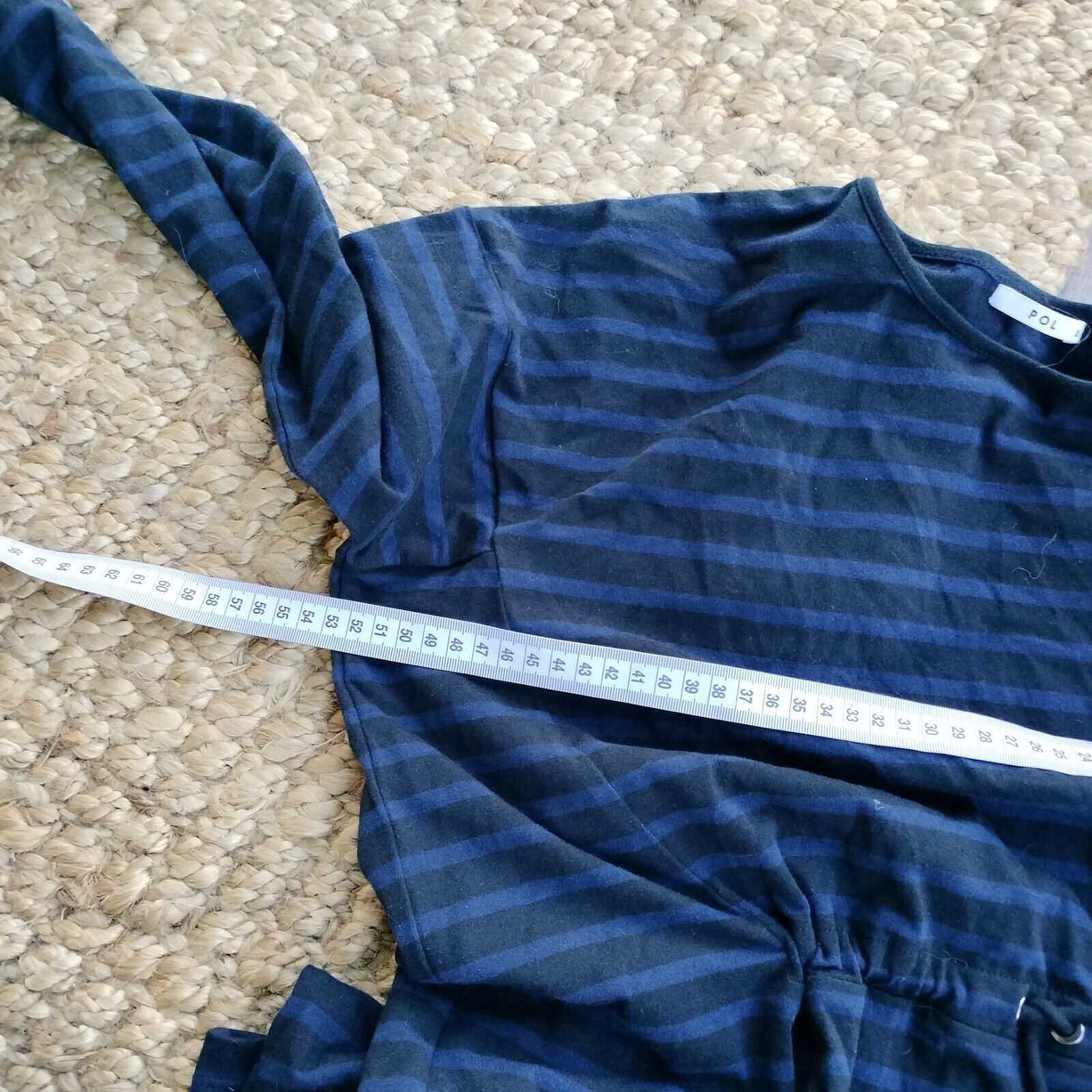 Designer POL Clothing Dress Knit Mini Striped Jersey Drawstring Egirl Size XS / US 0-2 / IT 36-38 - 10 Thumbnail