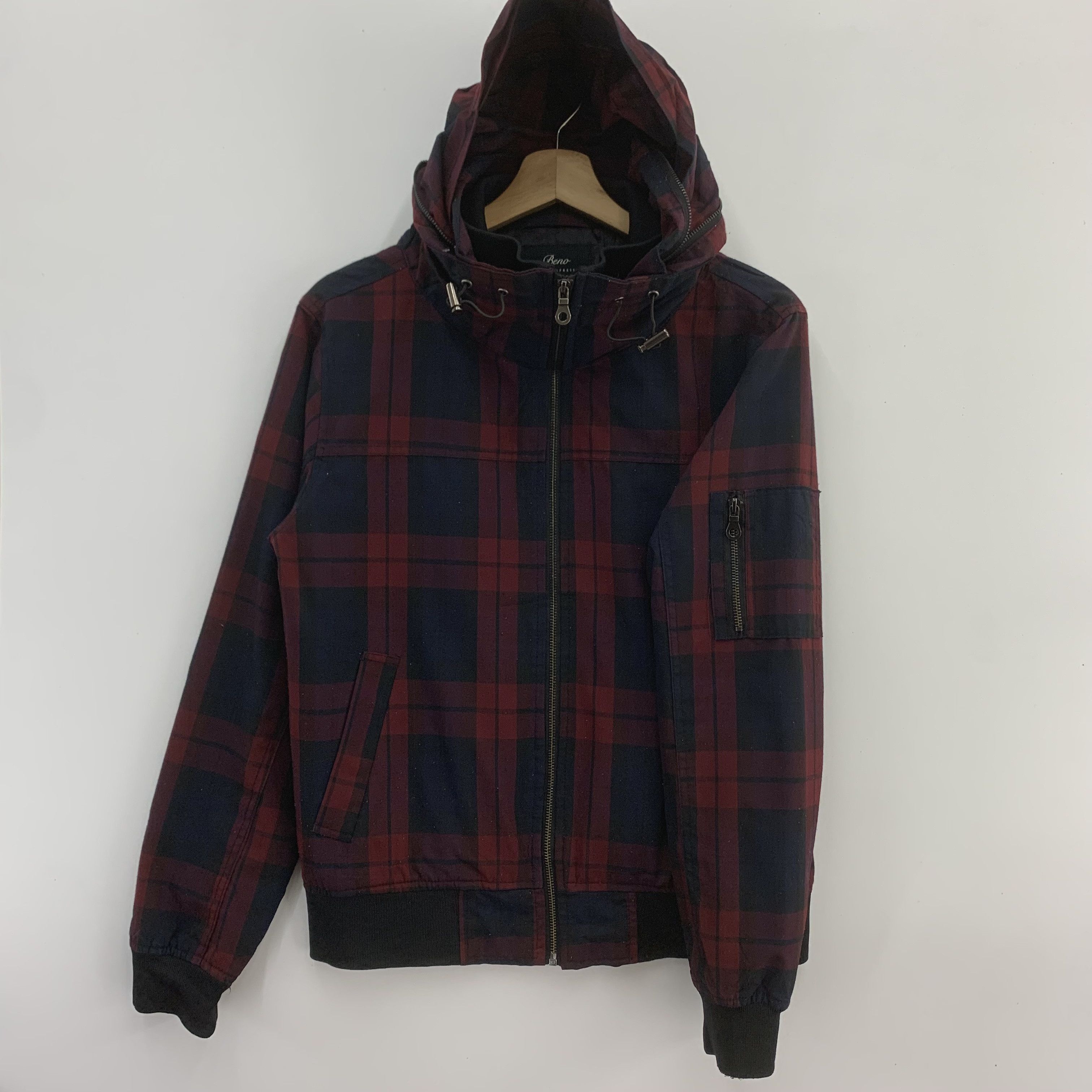 Japanese Brand Beno Sweater Jacket Hoodie Tartan Pattern Size US L / EU 52-54 / 3 - 4 Thumbnail
