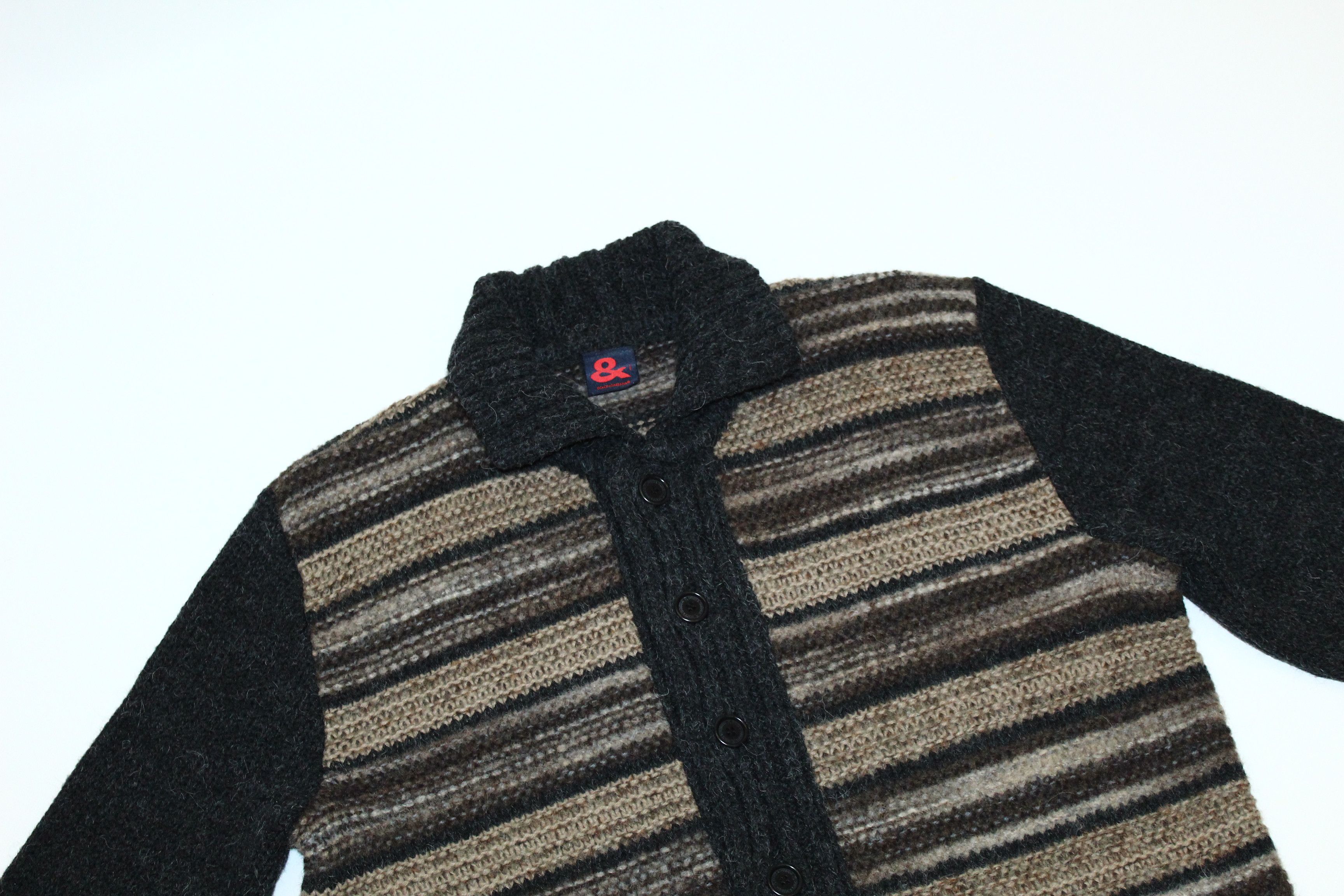 Dolce & Gabbana D&G Luxury Striped Cable Knit Buttons Up Blend Cardigan Size US XL / EU 56 / 4 - 2 Thumbnail