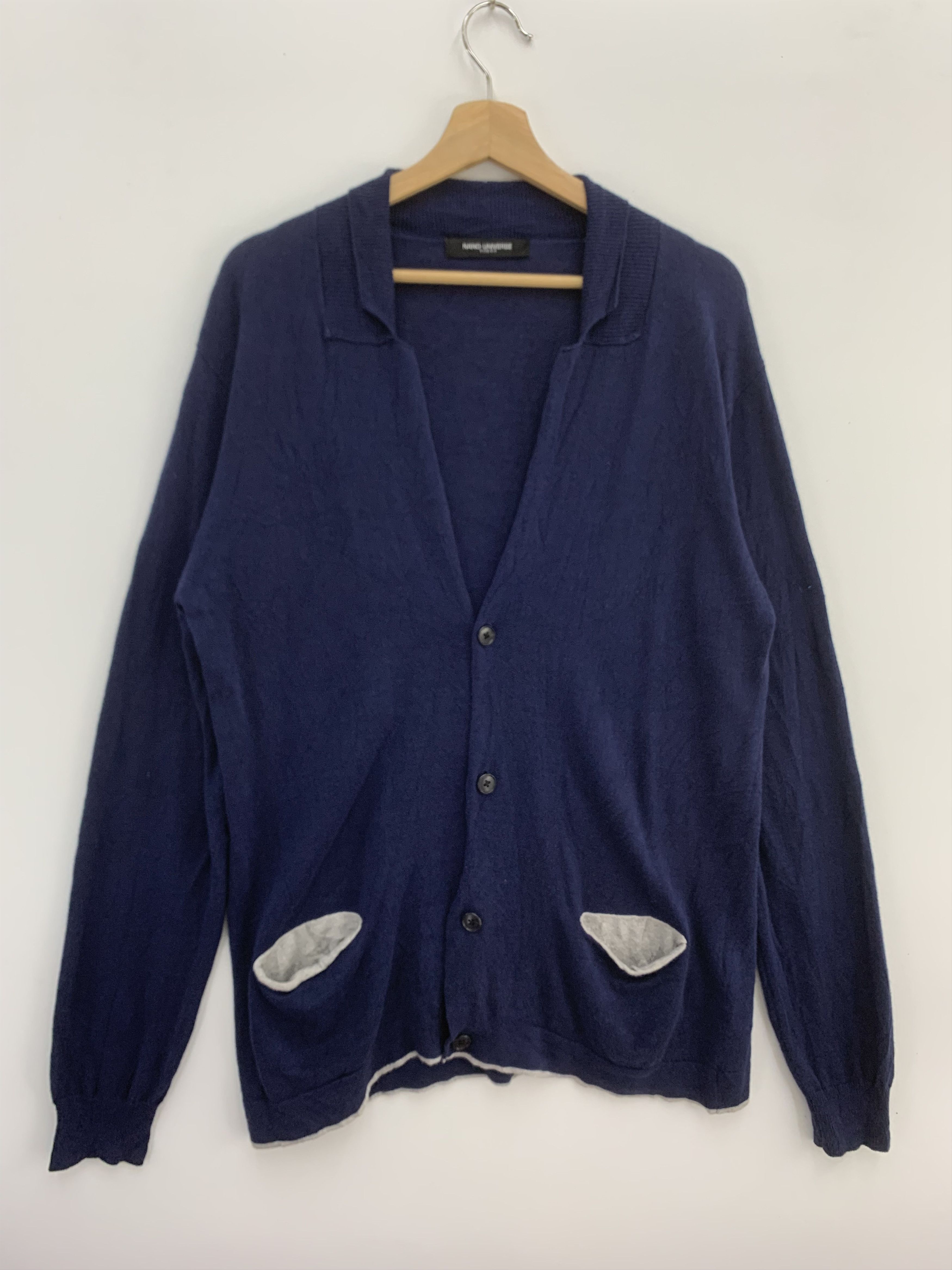 Japanese Brand Nano Universe Blue Knit Cardigan Size L / US 10 / IT 46 - 1 Thumbnail