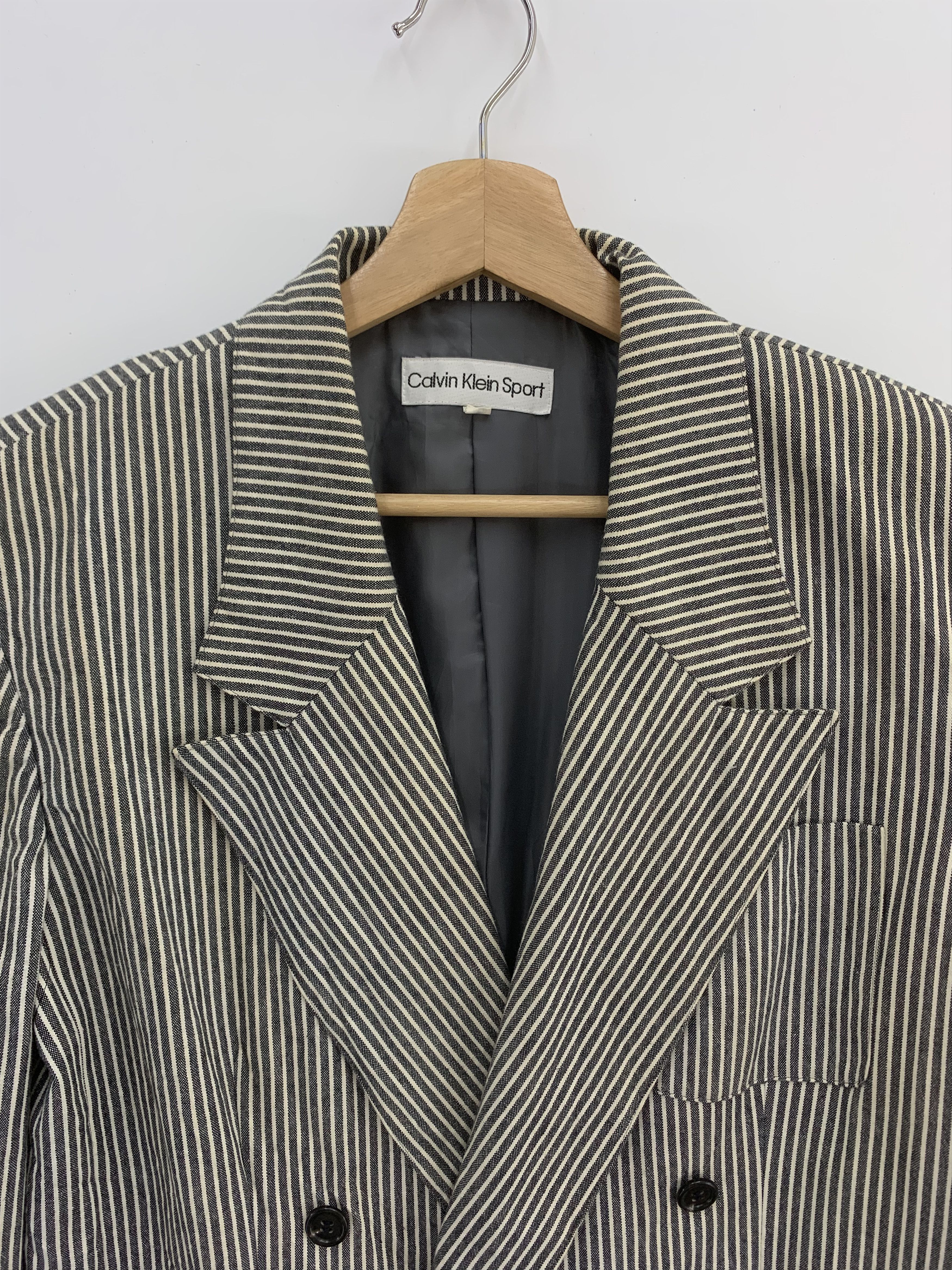 Calvin Klein × Vintage Calvin Klein Blazer, Calvin Klein Sport Jacket Striped Size US L / EU 52-54 / 3 - 3 Thumbnail