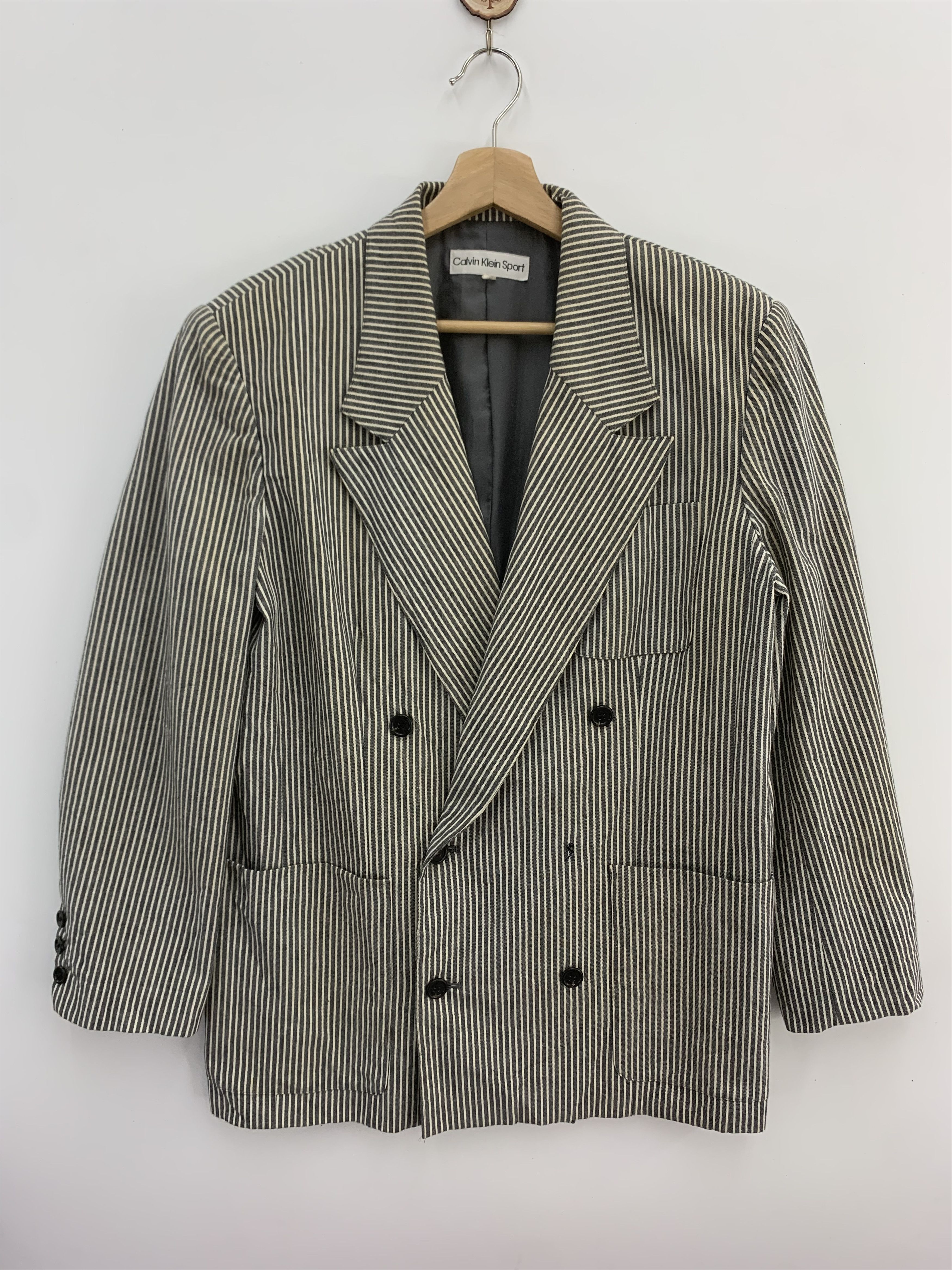 Calvin Klein × Vintage Calvin Klein Blazer, Calvin Klein Sport Jacket Striped Size US L / EU 52-54 / 3 - 1 Thumbnail