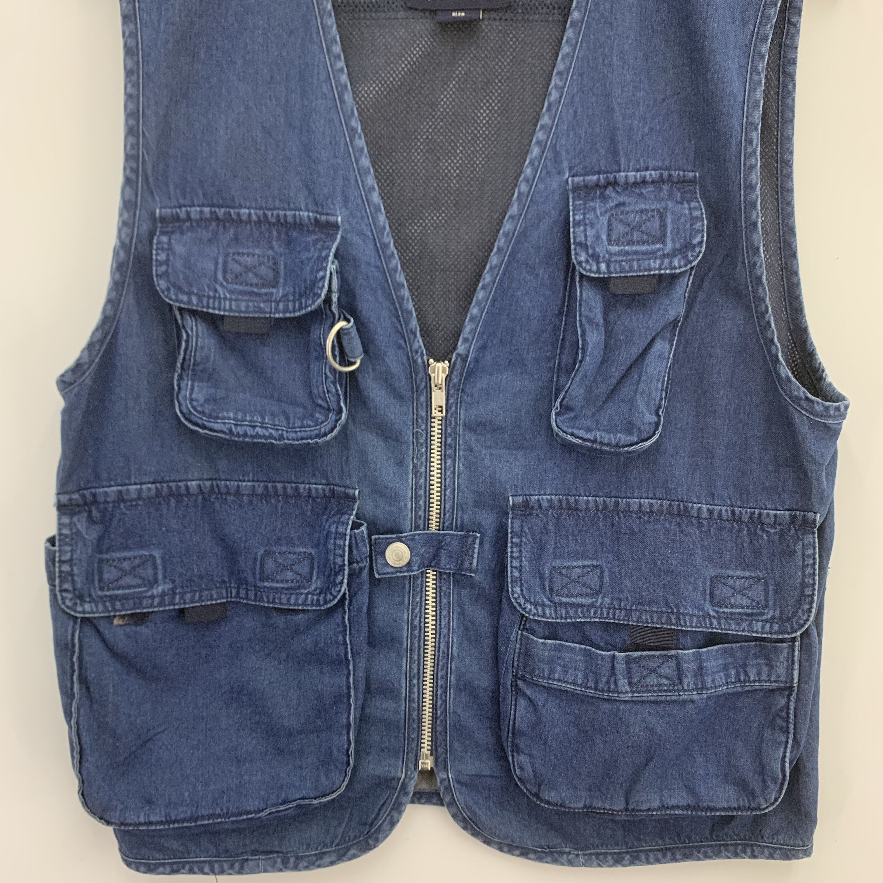 Japanese Brand × Vintage Basic Land Denim Vest, Tactical Vest Size US M / EU 48-50 / 2 - 3 Thumbnail