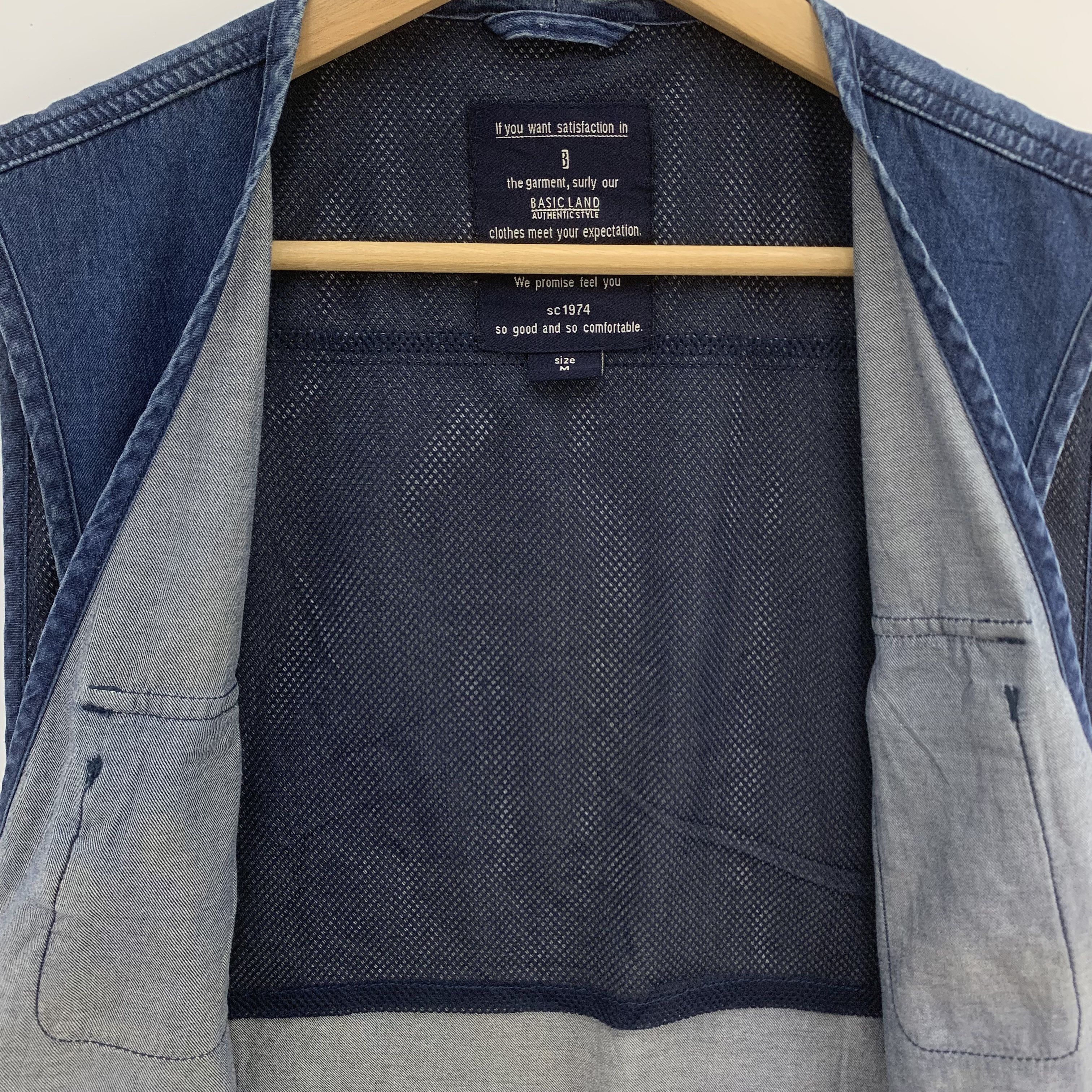 Japanese Brand × Vintage Basic Land Denim Vest, Tactical Vest Size US M / EU 48-50 / 2 - 8 Thumbnail