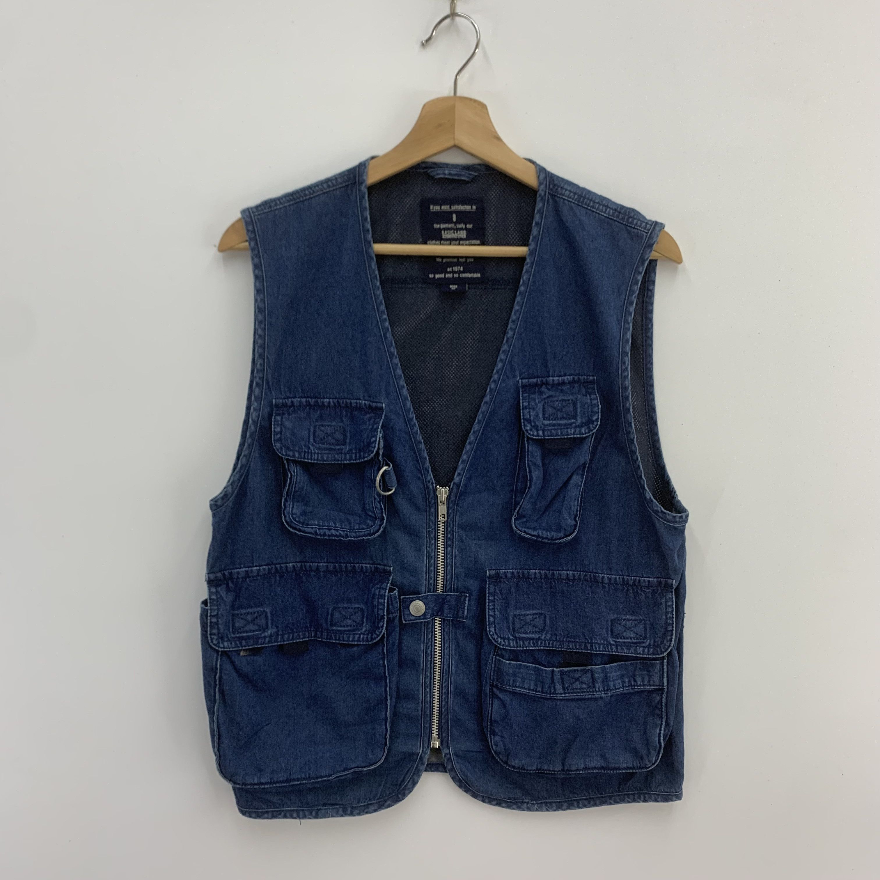 Japanese Brand × Vintage Basic Land Denim Vest, Tactical Vest Size US M / EU 48-50 / 2 - 1 Thumbnail