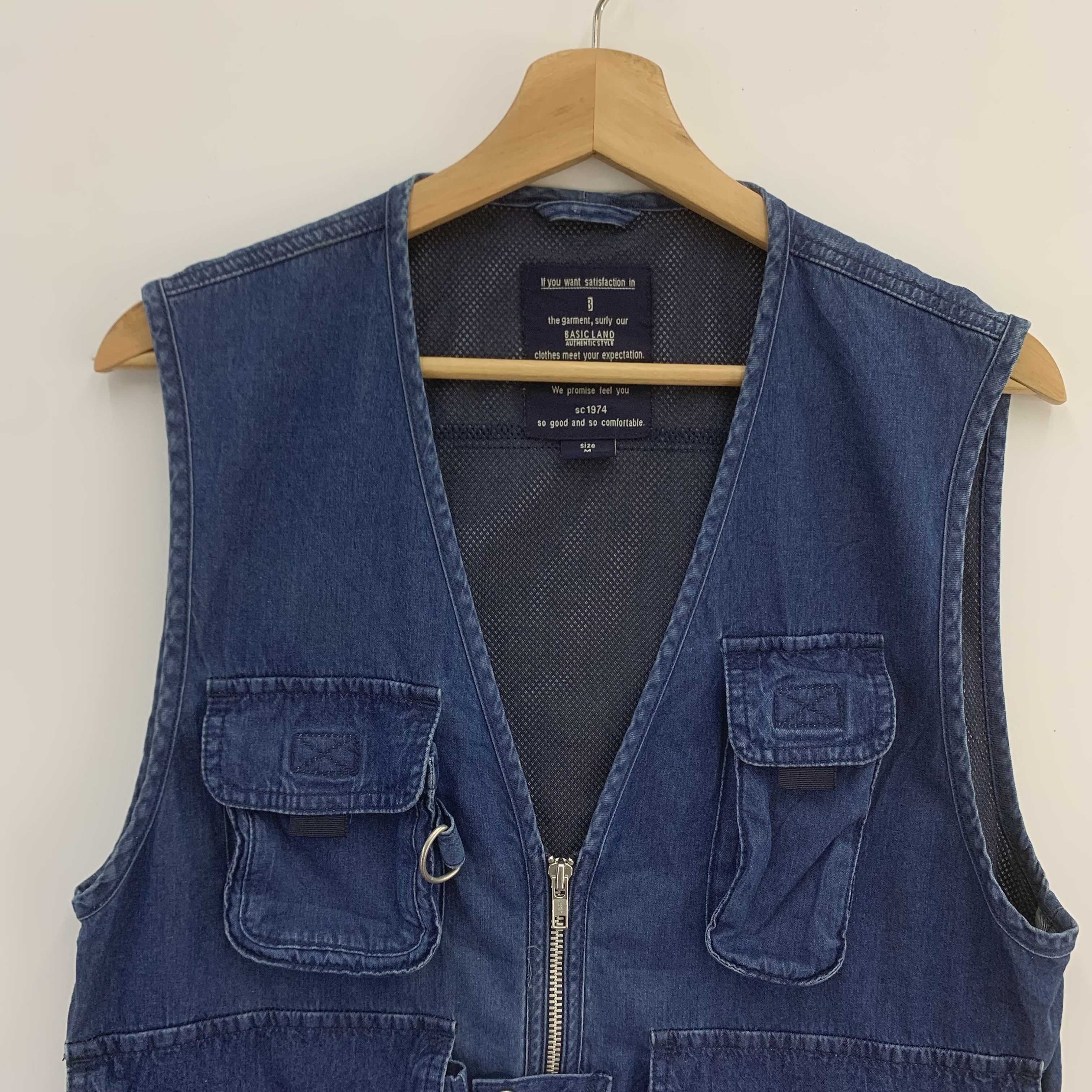 Japanese Brand × Vintage Basic Land Denim Vest, Tactical Vest Size US M / EU 48-50 / 2 - 2 Thumbnail
