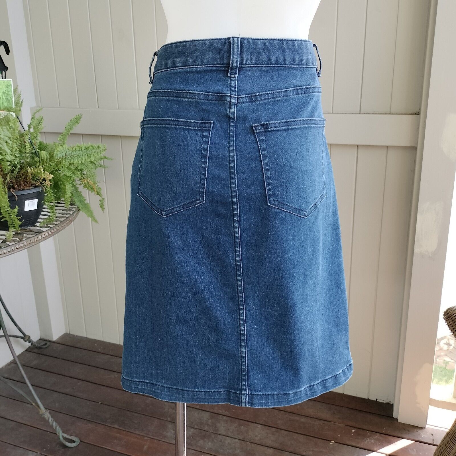 Designer Sussan Skirt Denim Midi Low Rise Jean Straight Pencil Y2K Size 28" / US 6 / IT 42 - 2 Thumbnail