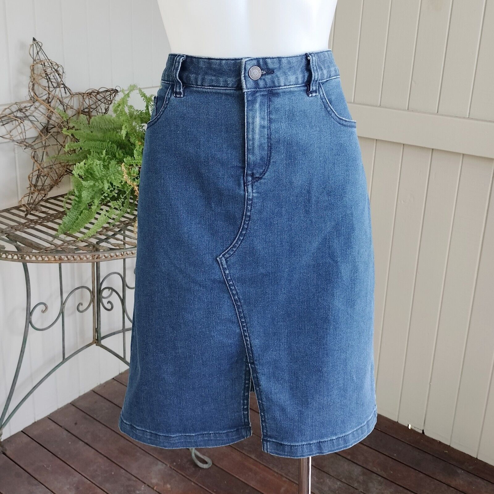 Designer Sussan Skirt Denim Midi Low Rise Jean Straight Pencil Y2K Size 28" / US 6 / IT 42 - 1 Thumbnail