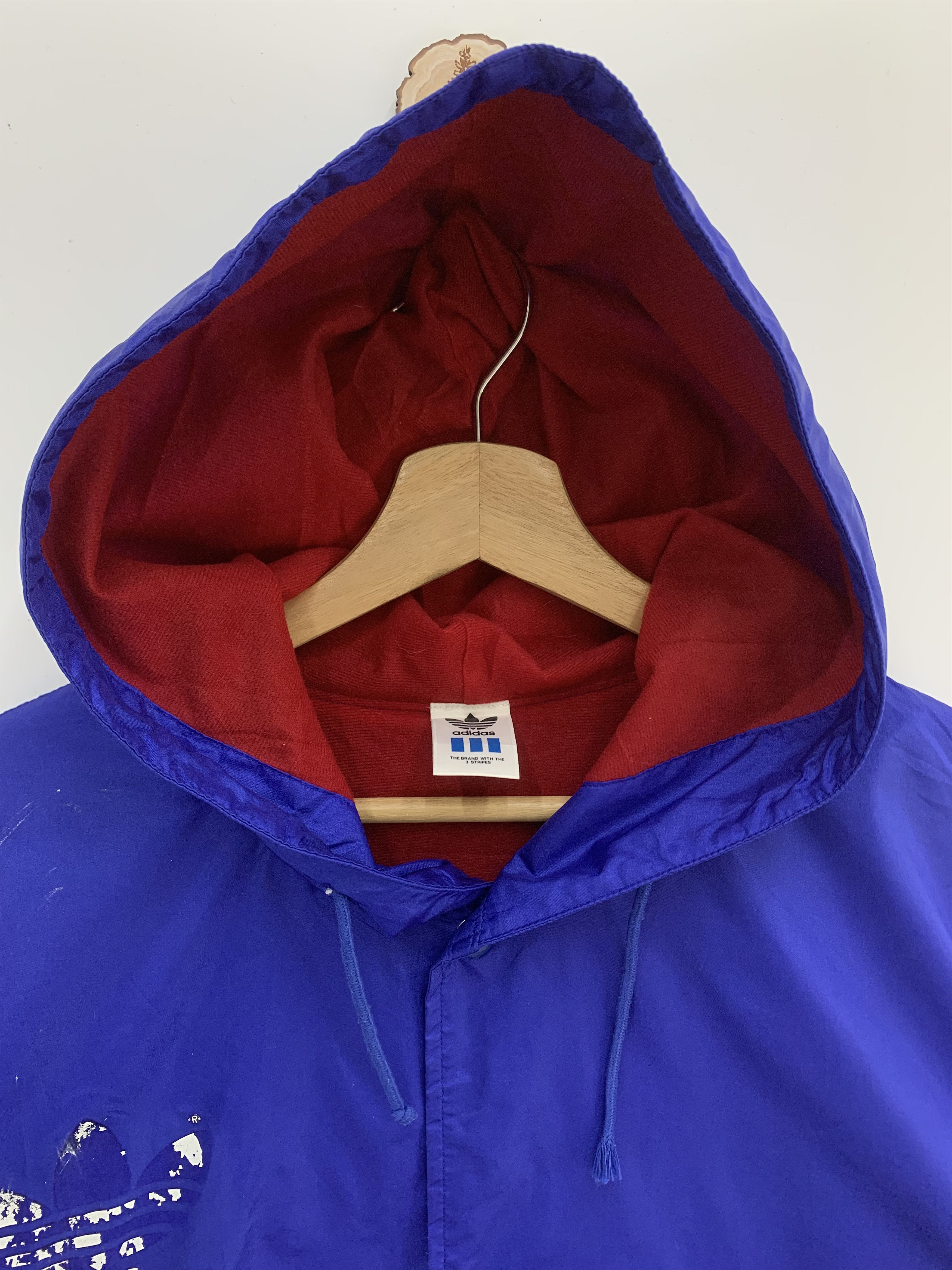 Adidas Vintage Adidas Jacket Big Logo Blue Jacket Oversized Size US L / EU 52-54 / 3 - 4 Thumbnail