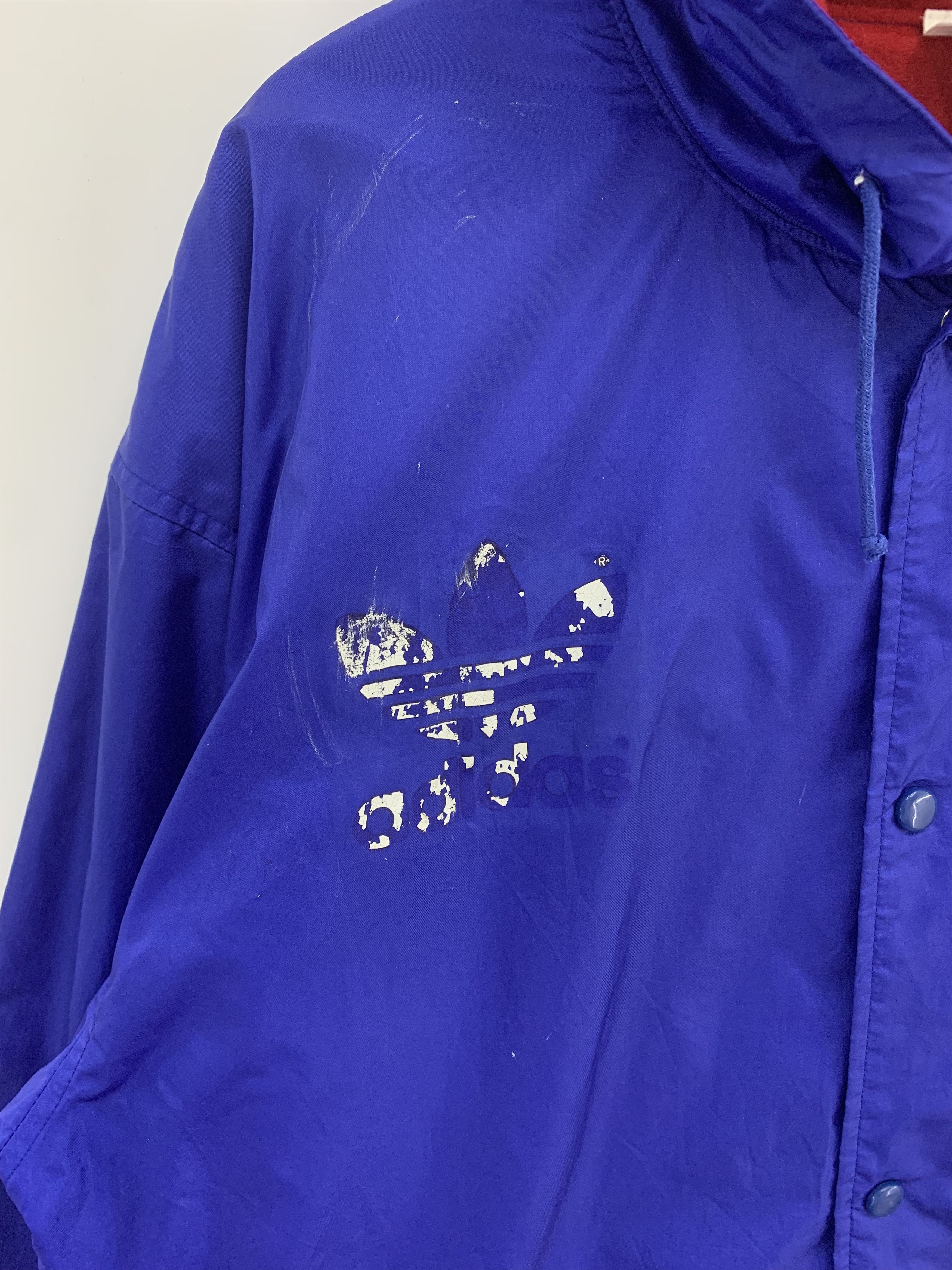 Adidas Vintage Adidas Jacket Big Logo Blue Jacket Oversized Size US L / EU 52-54 / 3 - 3 Thumbnail
