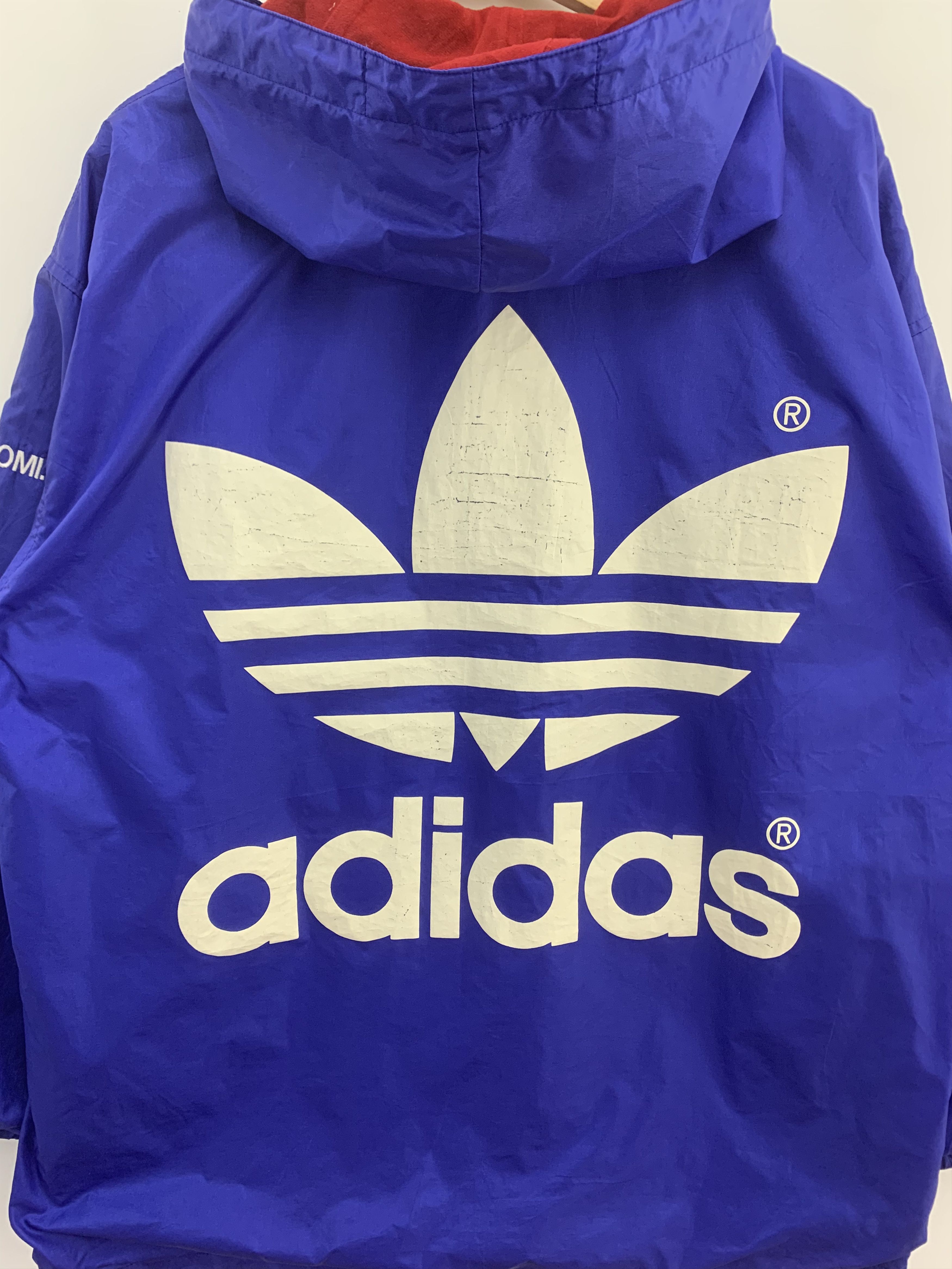 Adidas Vintage Adidas Jacket Big Logo Blue Jacket Oversized Size US L / EU 52-54 / 3 - 8 Thumbnail