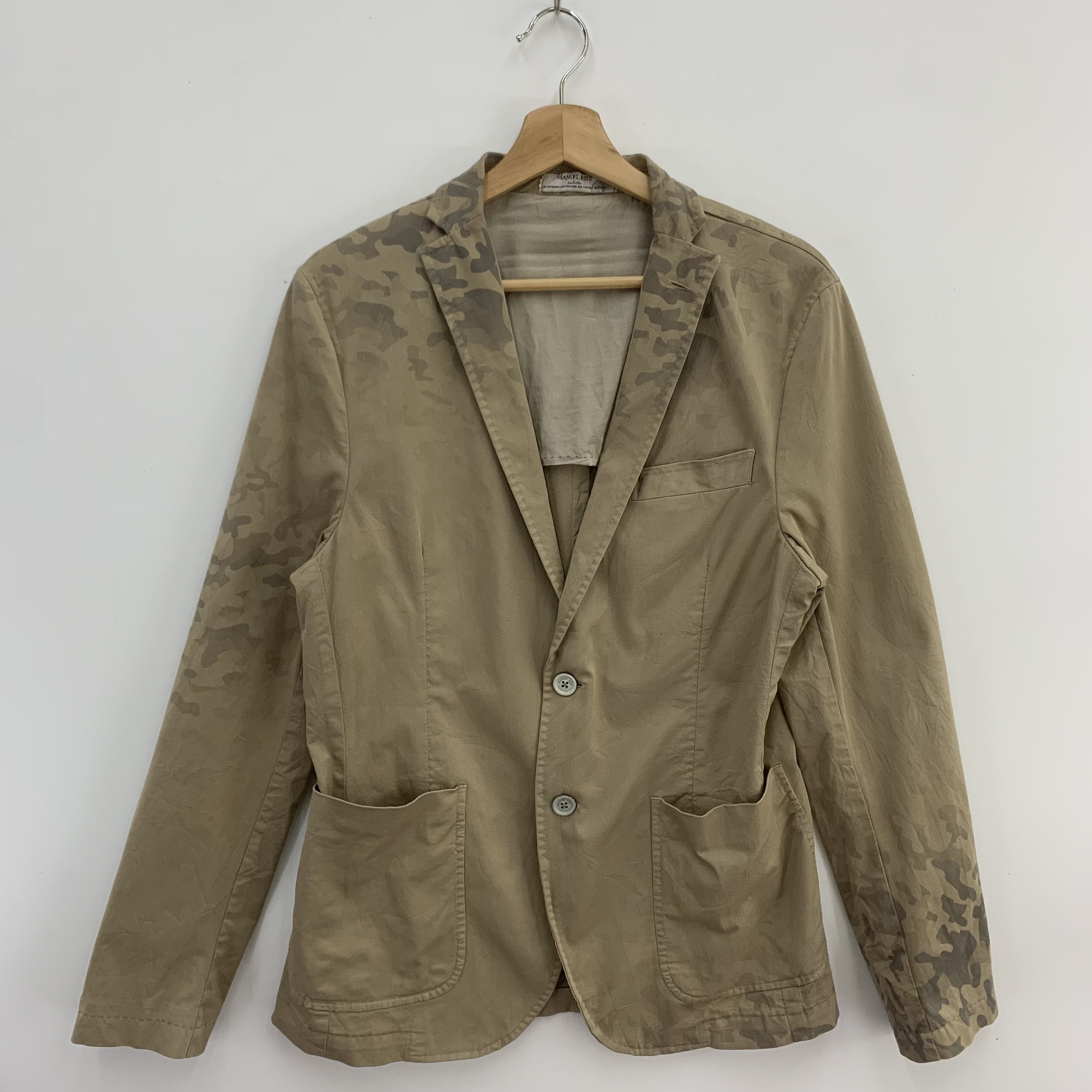 image of Vintage Manuel Ritz Blazer Half Camo Pattern, Two Tone Camo Blazer in Khaki, Men's (Size Medium)