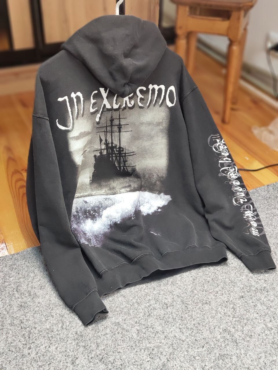 Band Tees Vintage 90's In Extremo Black Faded Logo Hoodie Rock Band Size US M / EU 48-50 / 2 - 19 Thumbnail