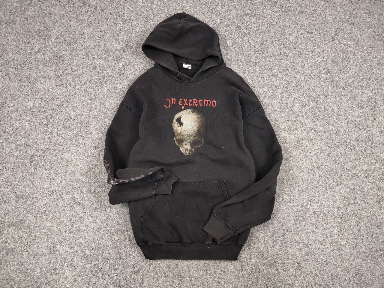 Band Tees Vintage 90's In Extremo Black Faded Logo Hoodie Rock Band Size US M / EU 48-50 / 2 - 9 Thumbnail