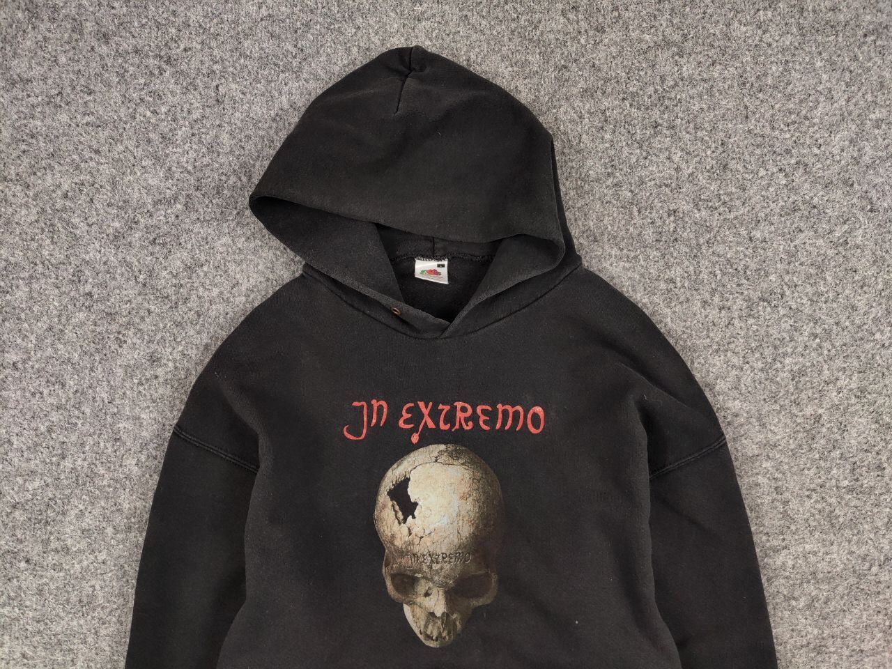 Band Tees Vintage 90's In Extremo Black Faded Logo Hoodie Rock Band Size US M / EU 48-50 / 2 - 7 Thumbnail