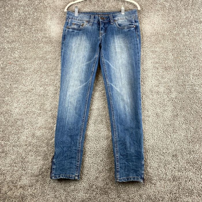 Vintage Dollhouse Straight Leg Jeans Juniors 3 Blue Faded Low Rise Ankle Zip Medium Wash Grailed