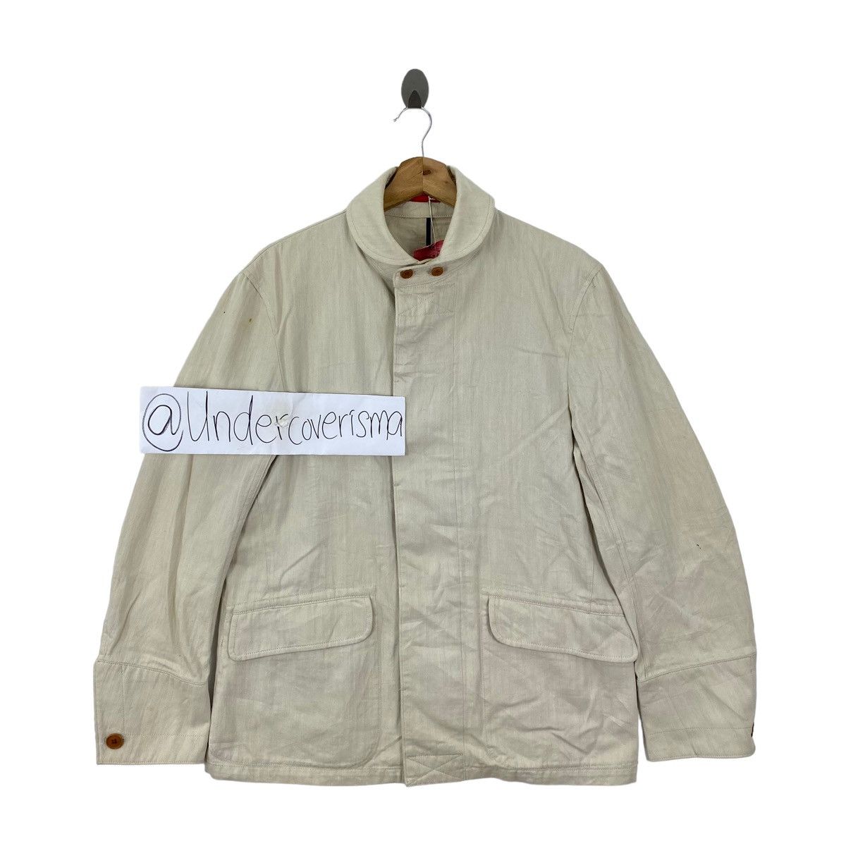 Japanese Brand Vintage 23区HOMME Japanese Brand Cream Coat Size US M / EU 48-50 / 2 - 1 Thumbnail