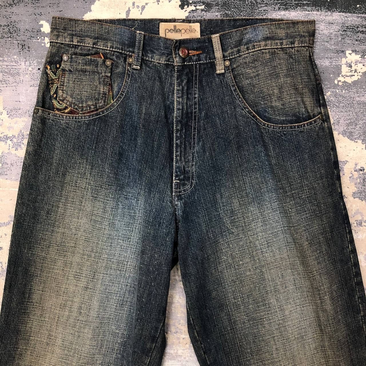Pelle Pelle P397 PELLE PELLE BAGGY HIPHOP JEANS Size US 33 - 3 Thumbnail