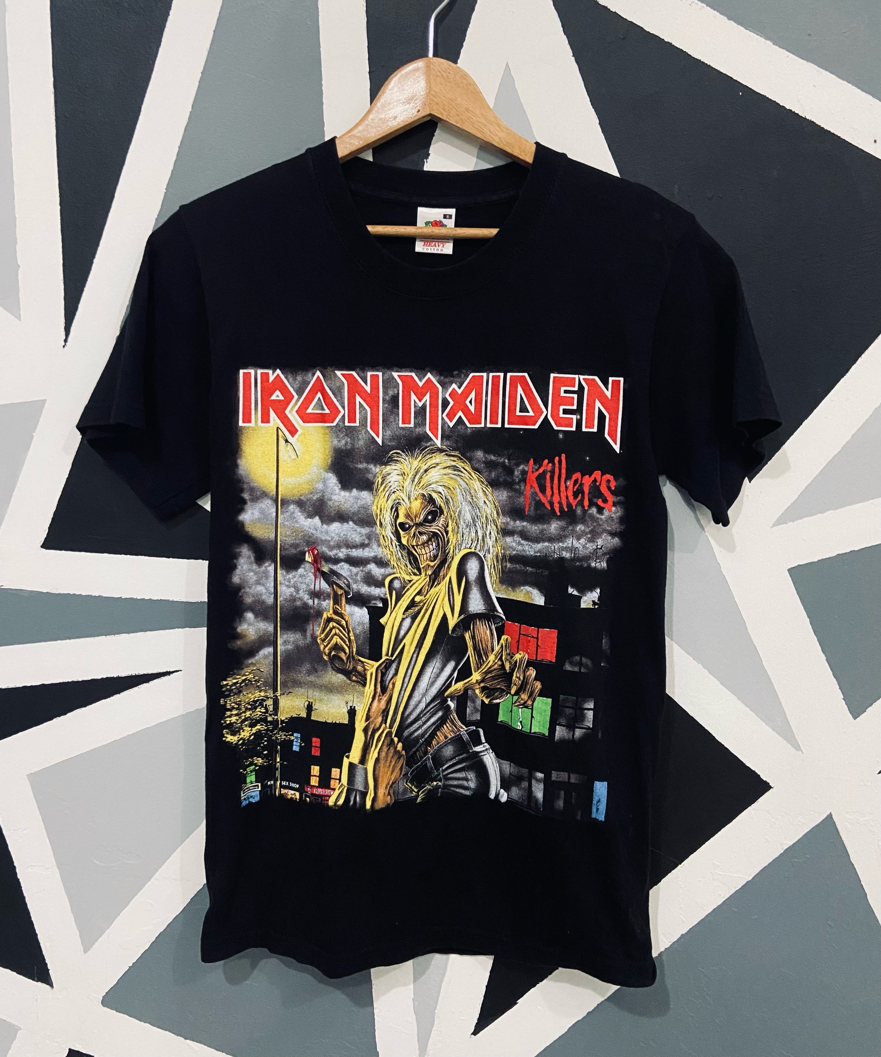 T-shirt Iron Maiden 'Killers' Vintage – Coupe Décontractée, Effet Usé Et Découpé – Taille XL