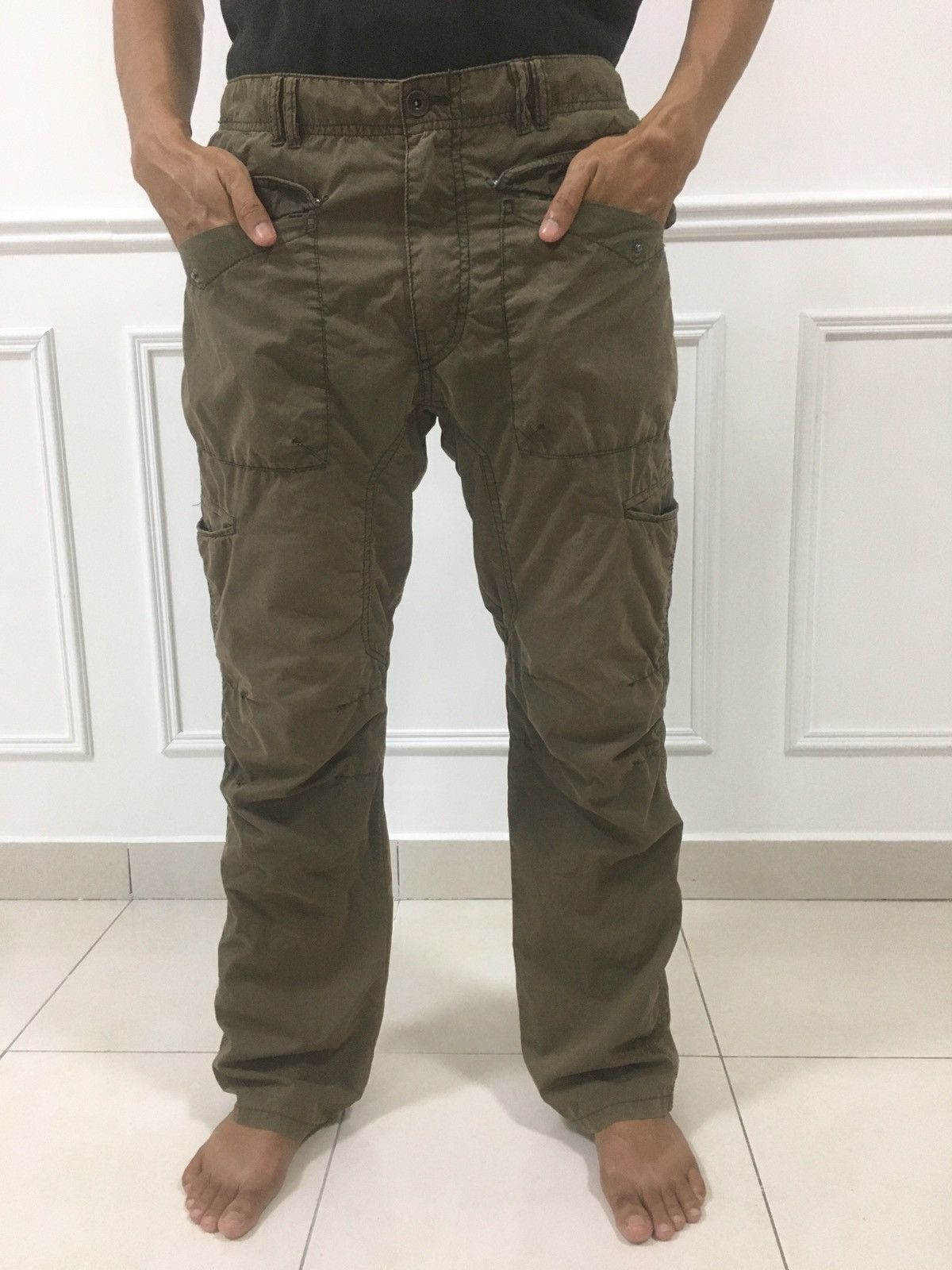 Boycott Pants Designer Style Multi Pocket Faded