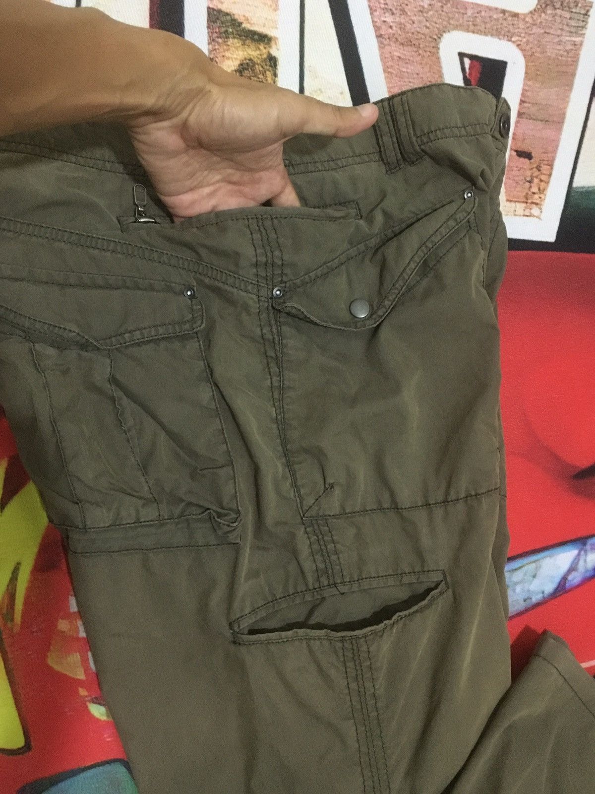 Boycott Pants Designer Style Multi Pocket Faded