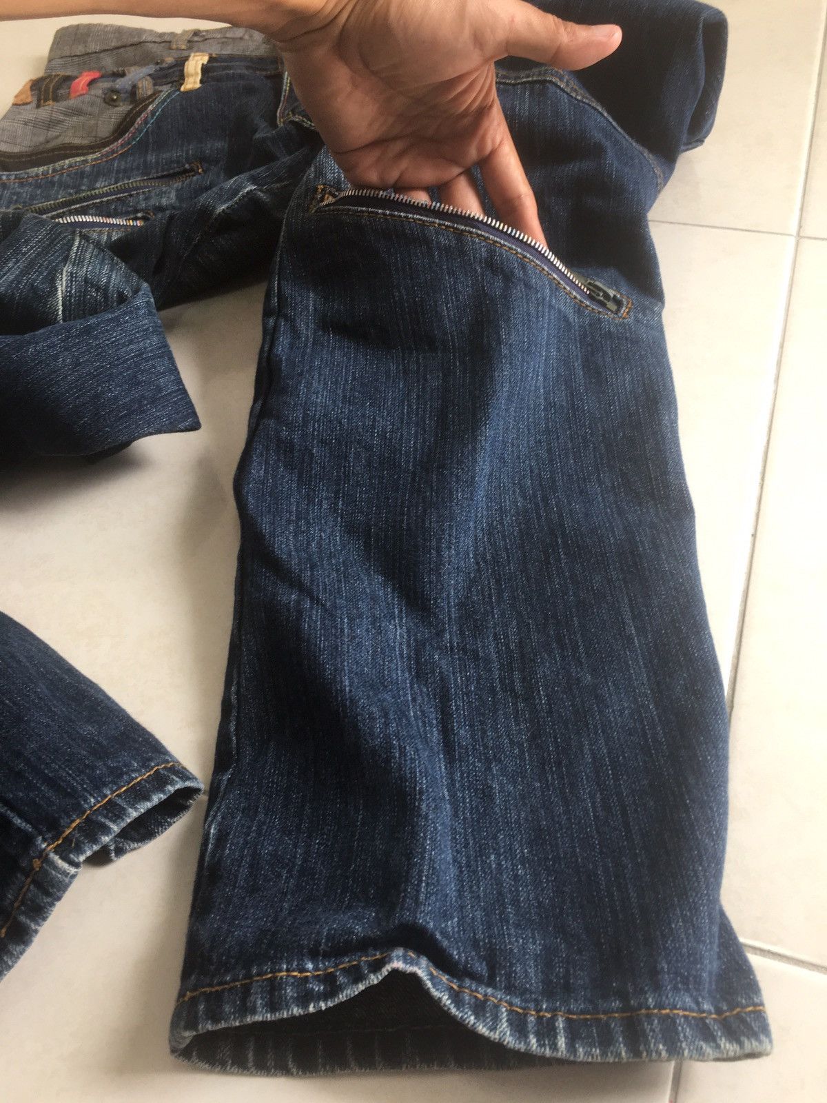 Denim Pants Designer Multipocket Double Waist Veryrare