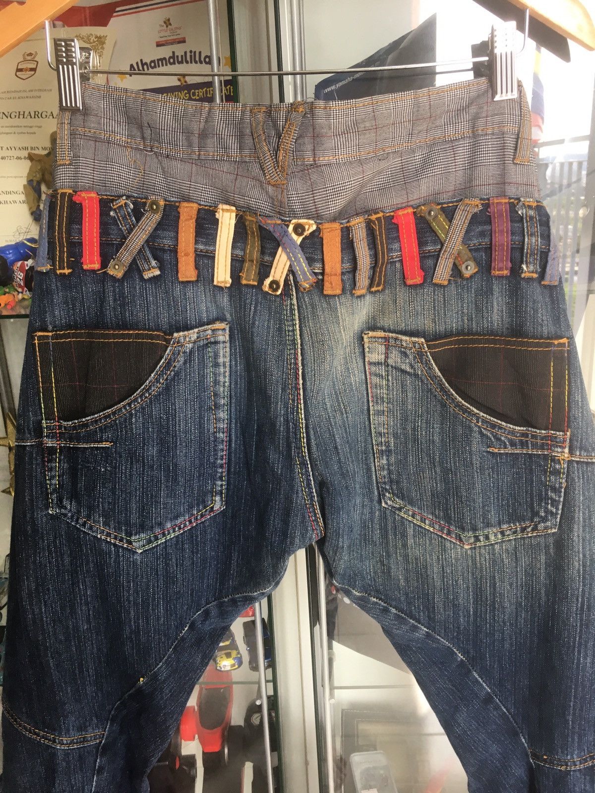 Denim Pants Designer Multipocket Double Waist Veryrare