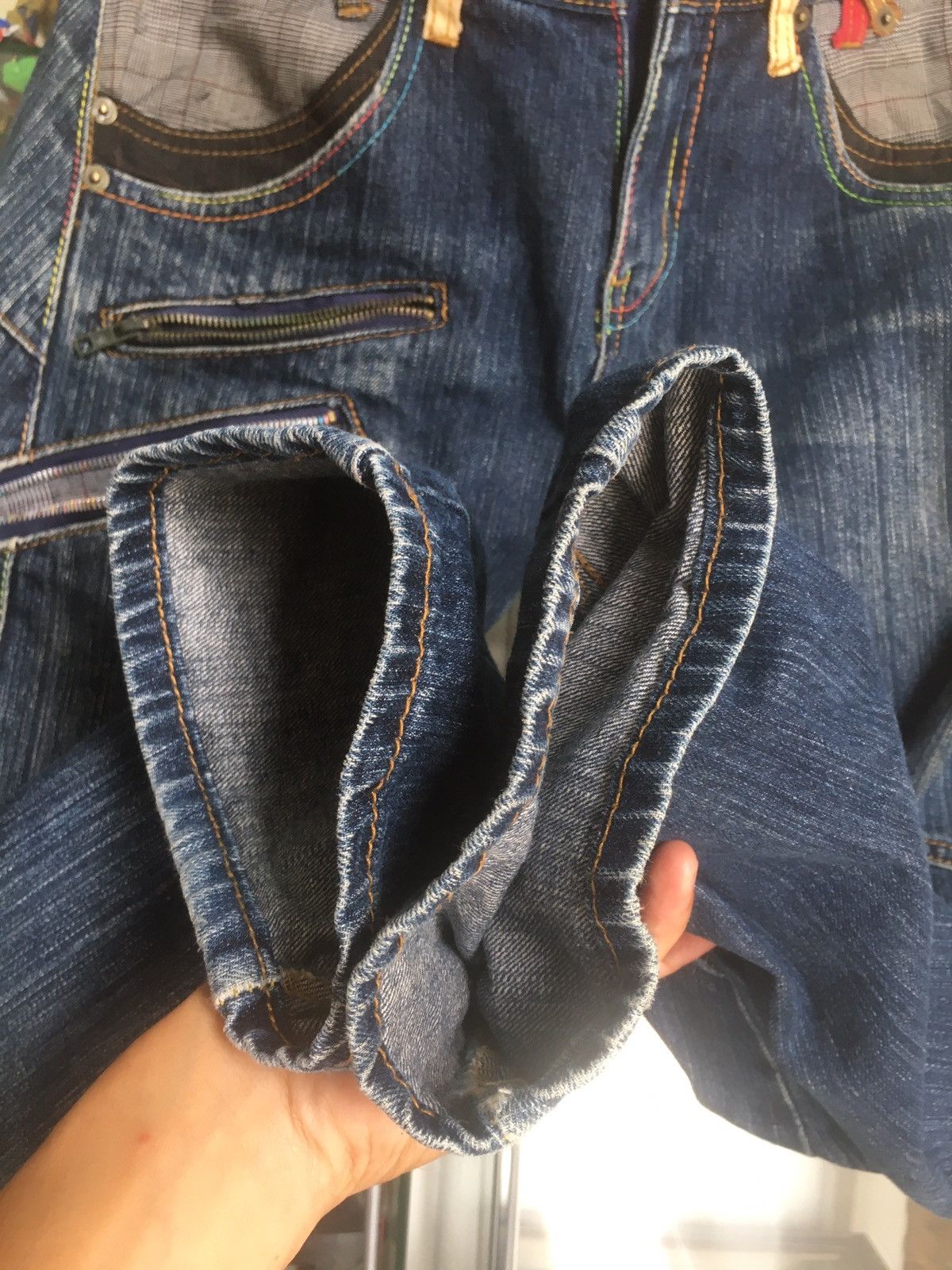 Denim Pants Designer Multipocket Double Waist Veryrare