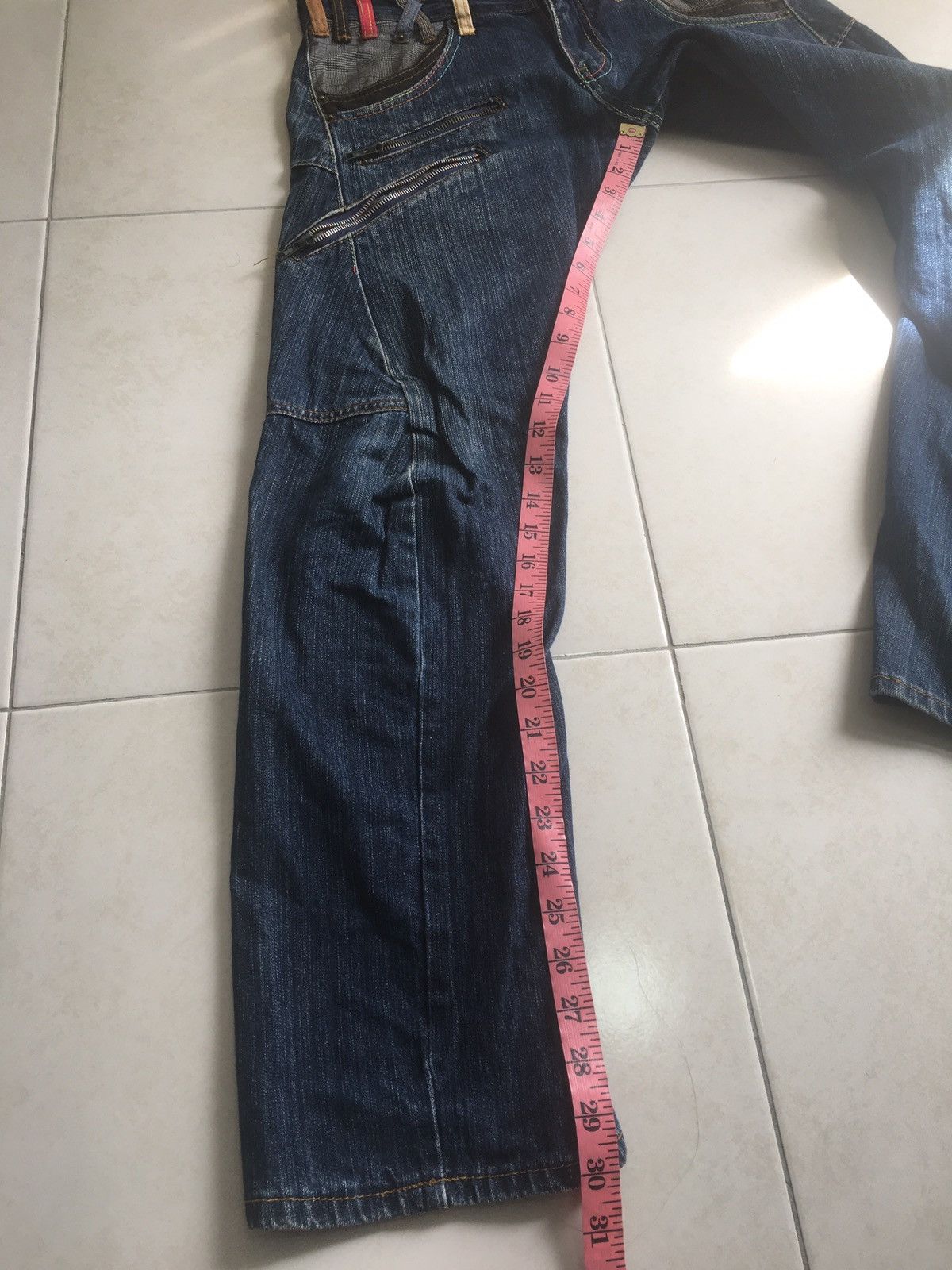 Denim Pants Designer Multipocket Double Waist Veryrare