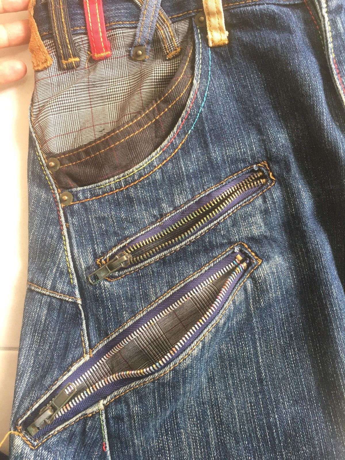 Denim Pants Designer Multipocket Double Waist Veryrare