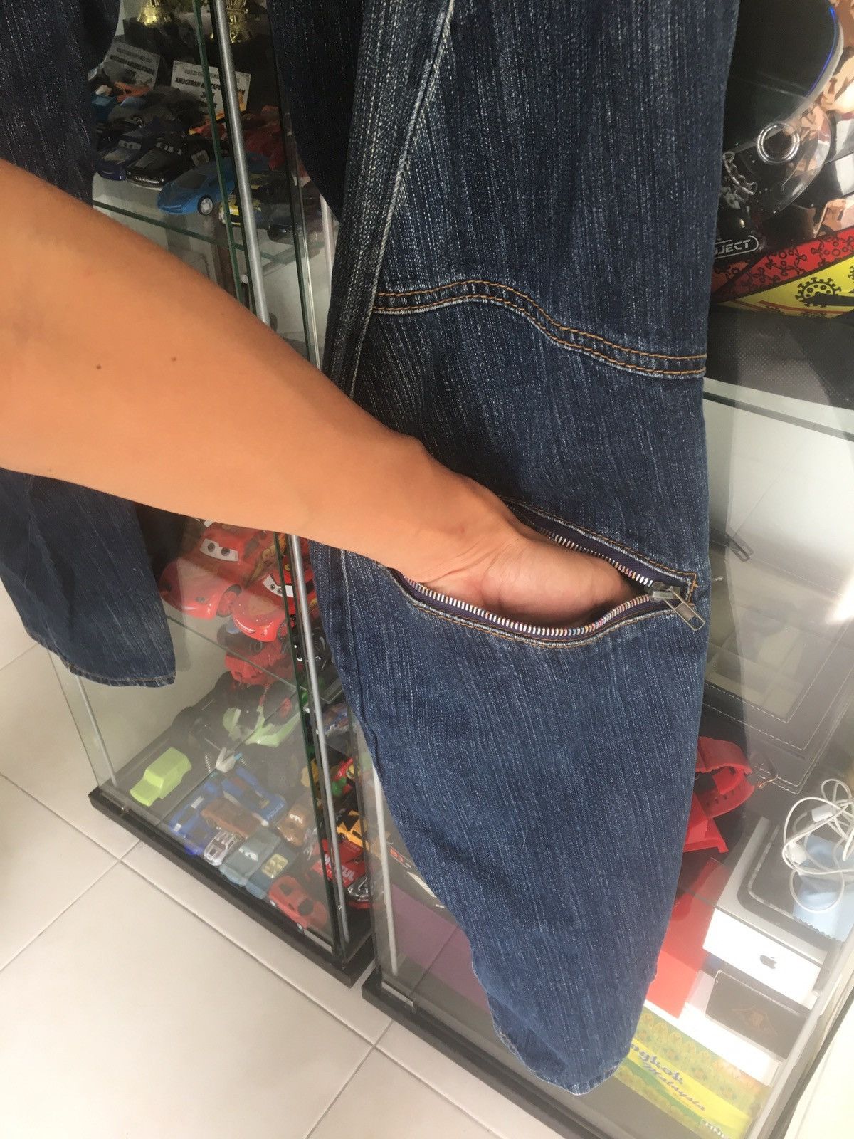 Denim Pants Designer Multipocket Double Waist Veryrare