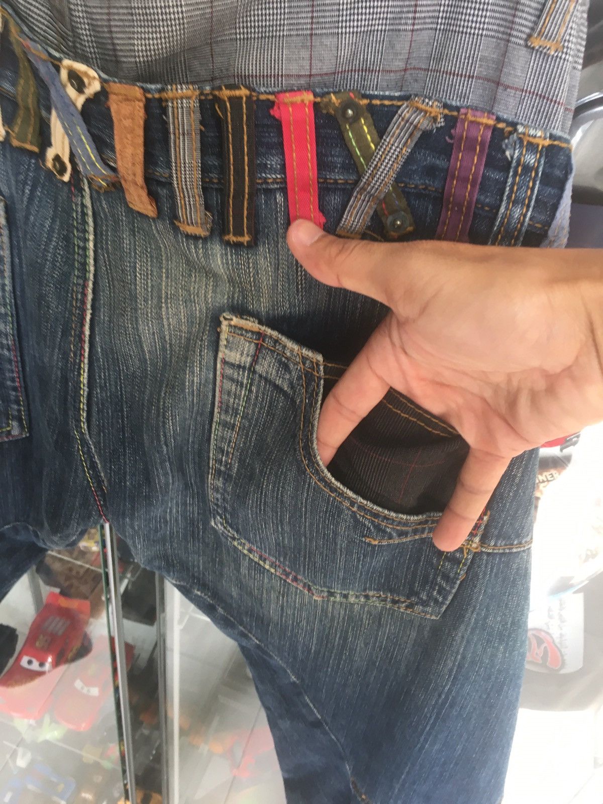 Denim Pants Designer Multipocket Double Waist Veryrare