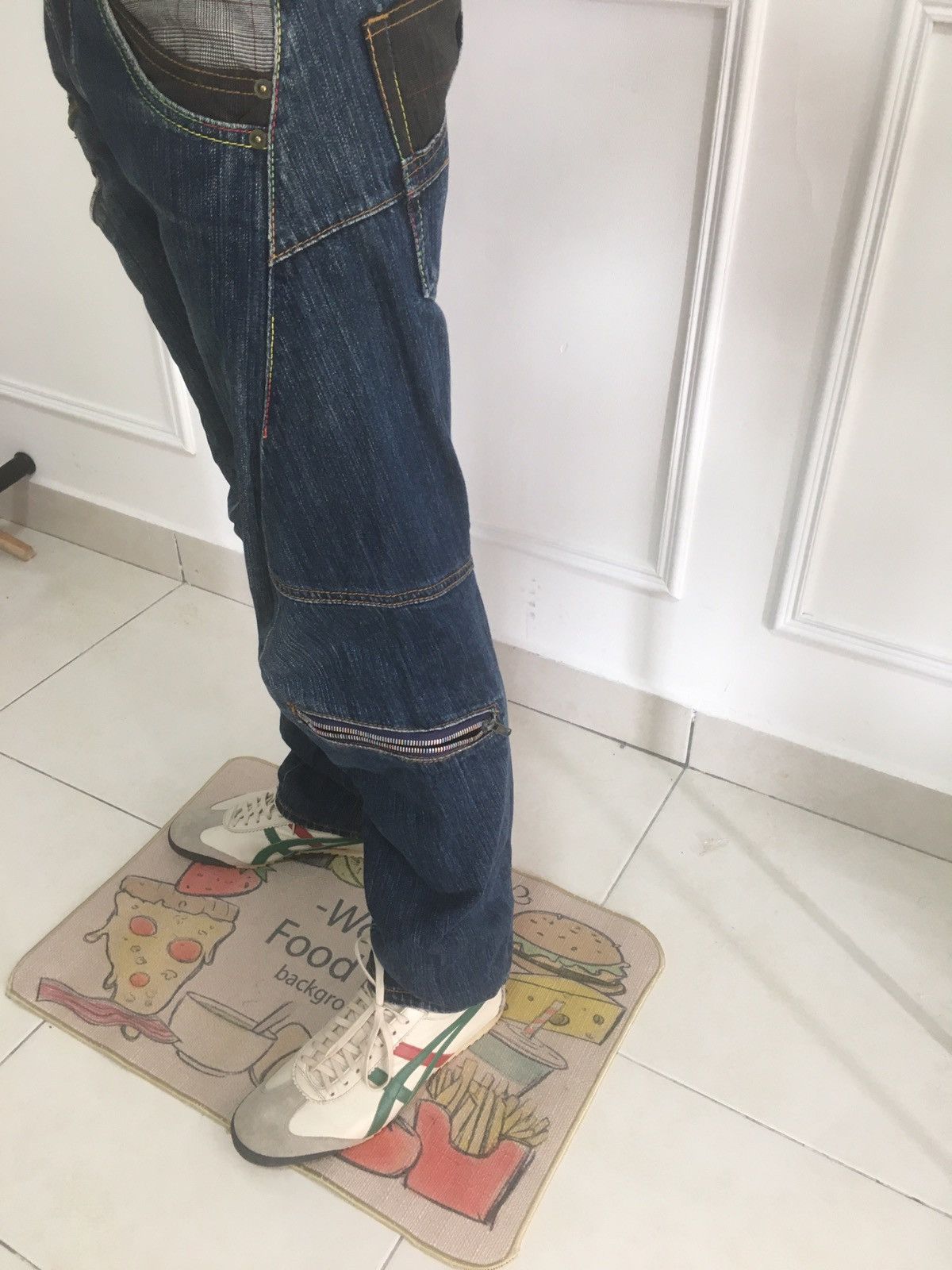 Denim Pants Designer Multipocket Double Waist Veryrare