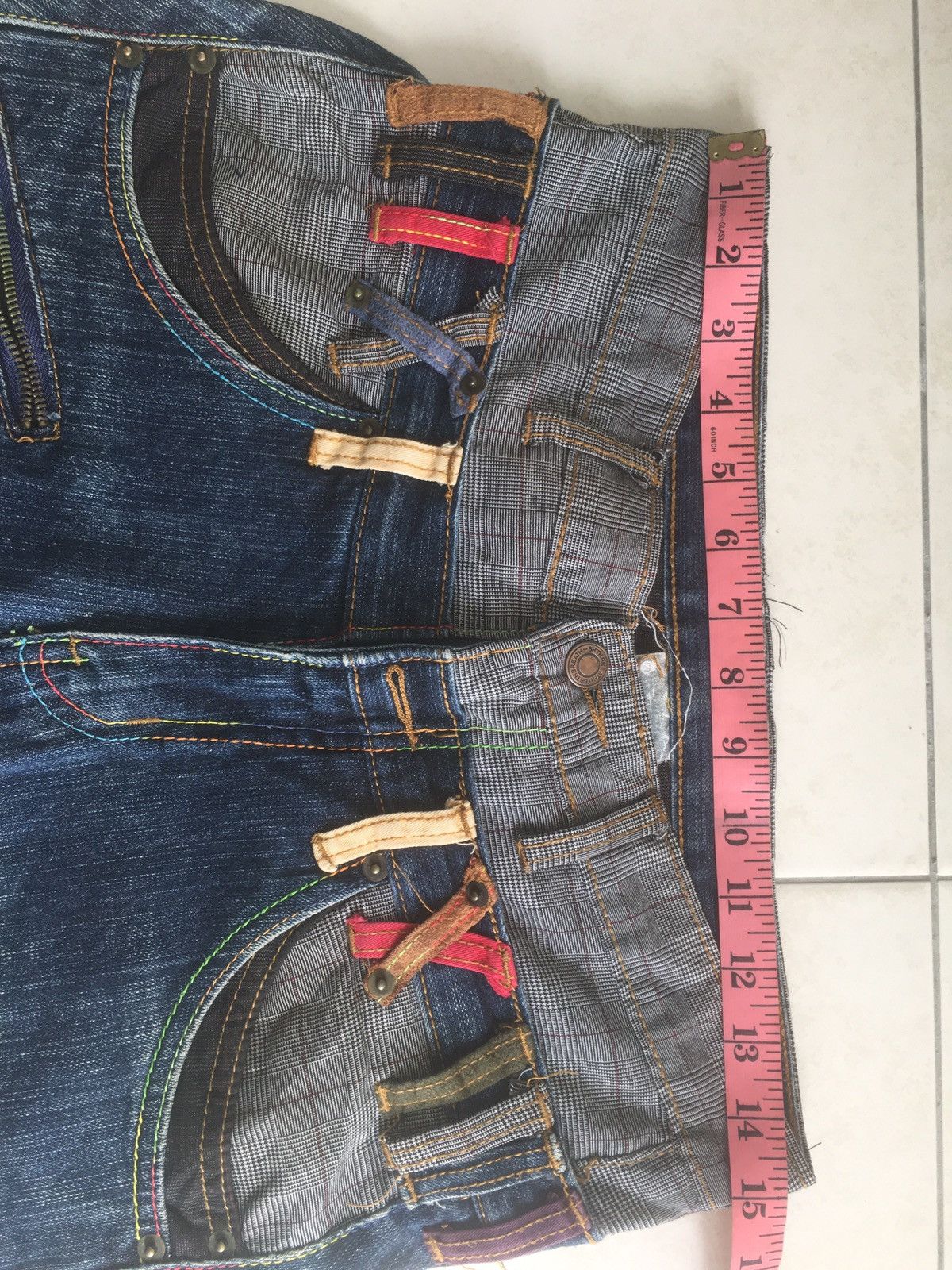 Denim Pants Designer Multipocket Double Waist Veryrare
