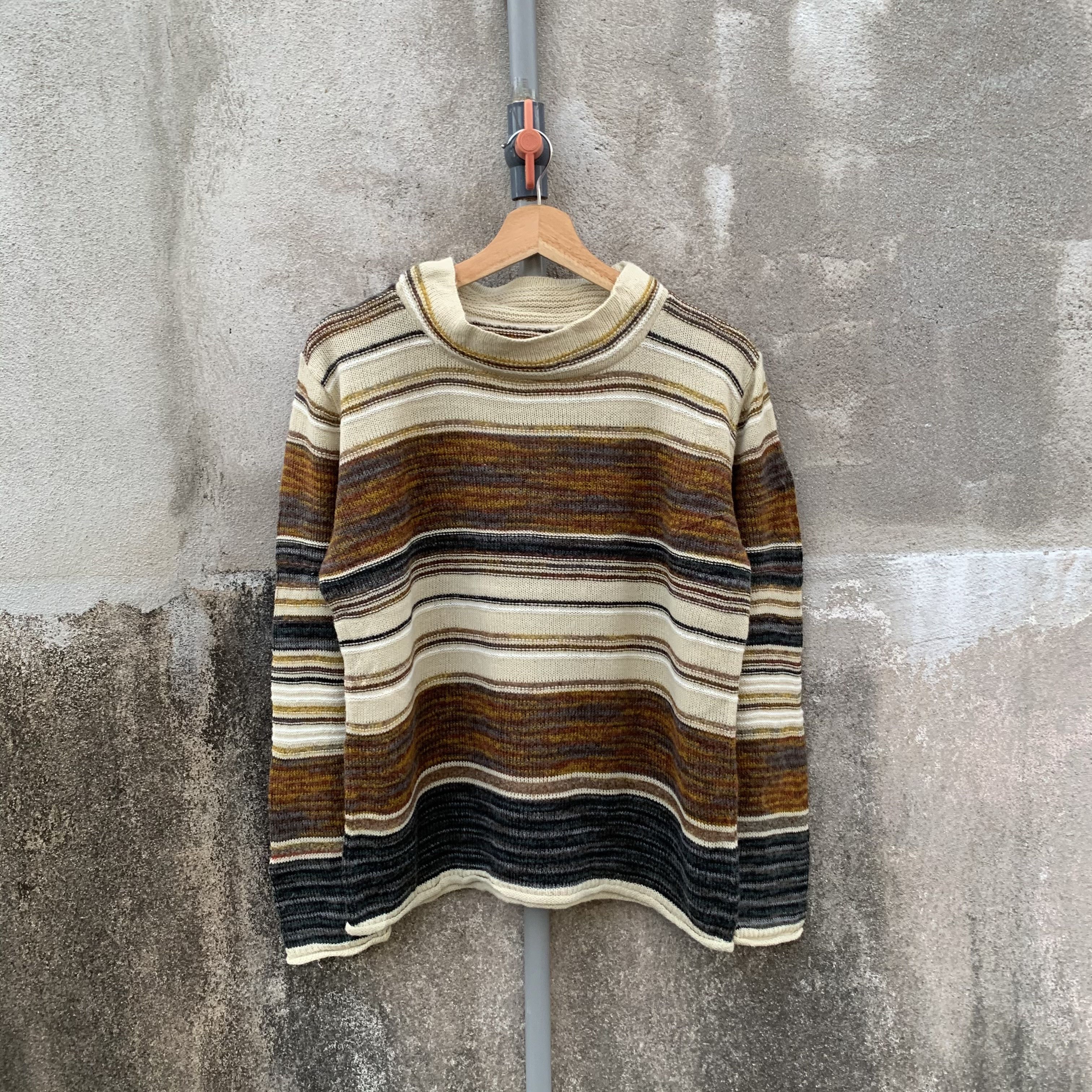 ARRONE Striped Knit Jumper Pullover Sweater Made In Japan