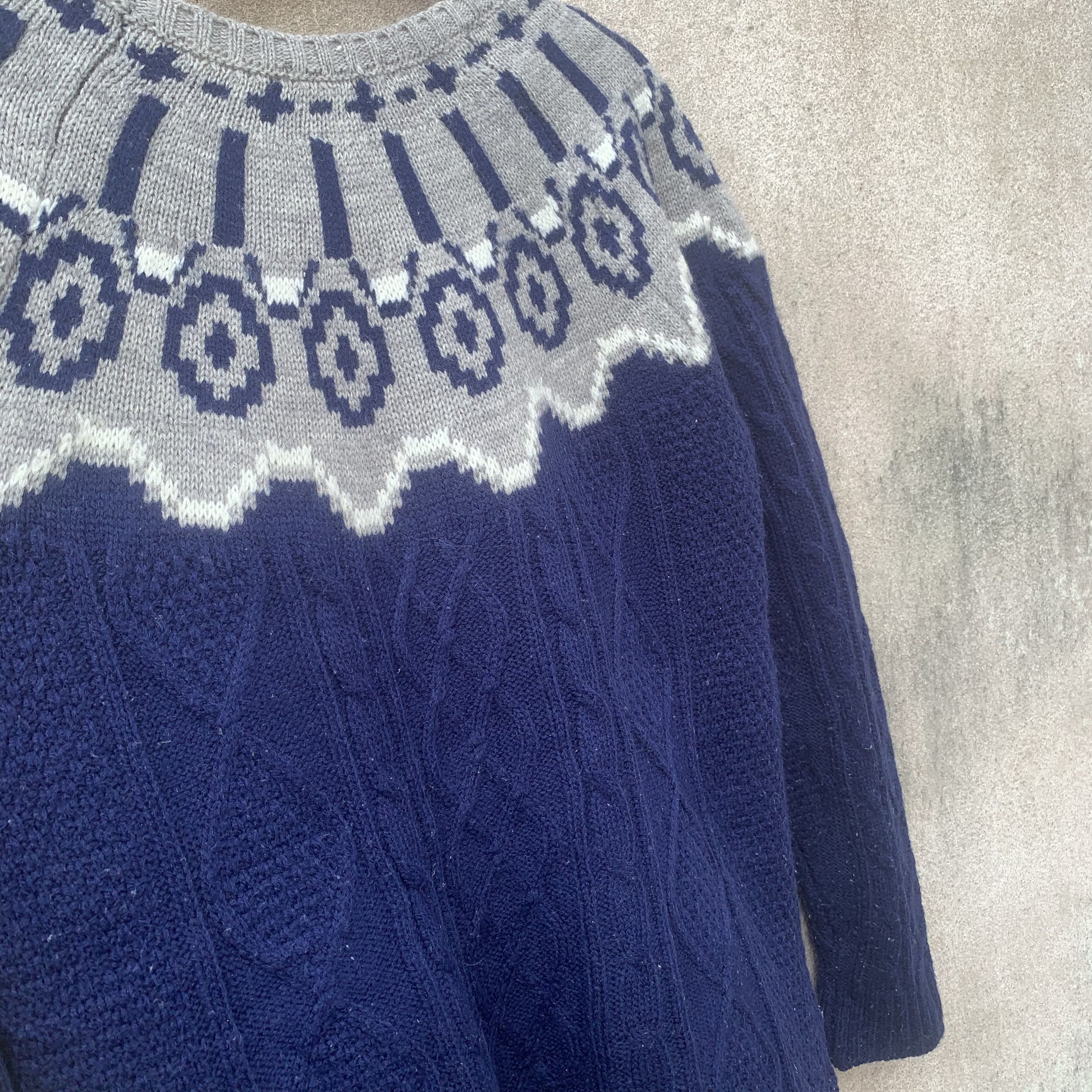 Aran Isles Knitwear Blue Tornado Isle Turnisan Knitting Southwestern Sweater Size US S / EU 44-46 / 1 - 9 Thumbnail