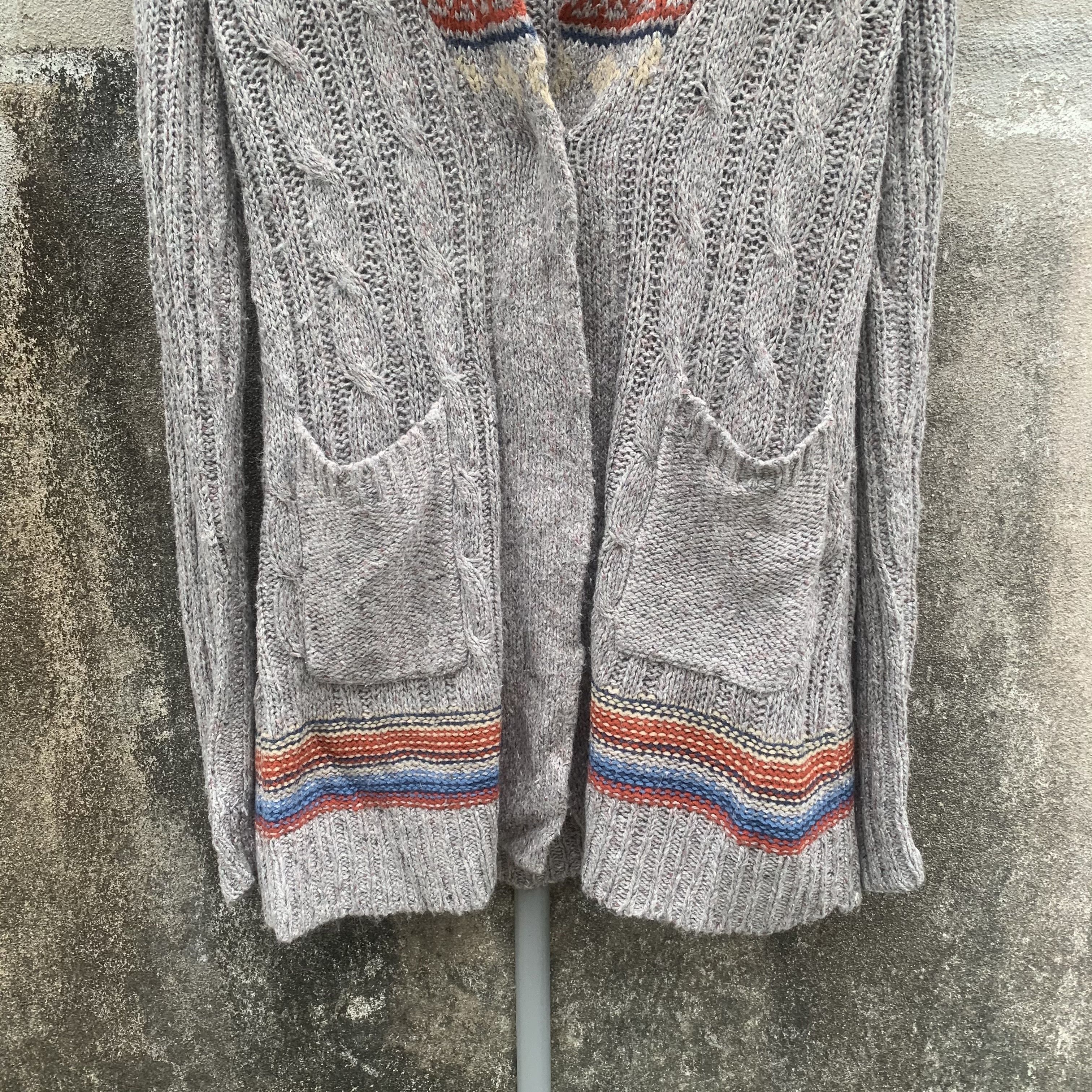 Japanese Brand FLASH REPORT Japan Icelandic Knit Cable Cardigan Sweater Size M / US 6-8 / IT 42-44 - 3 Thumbnail