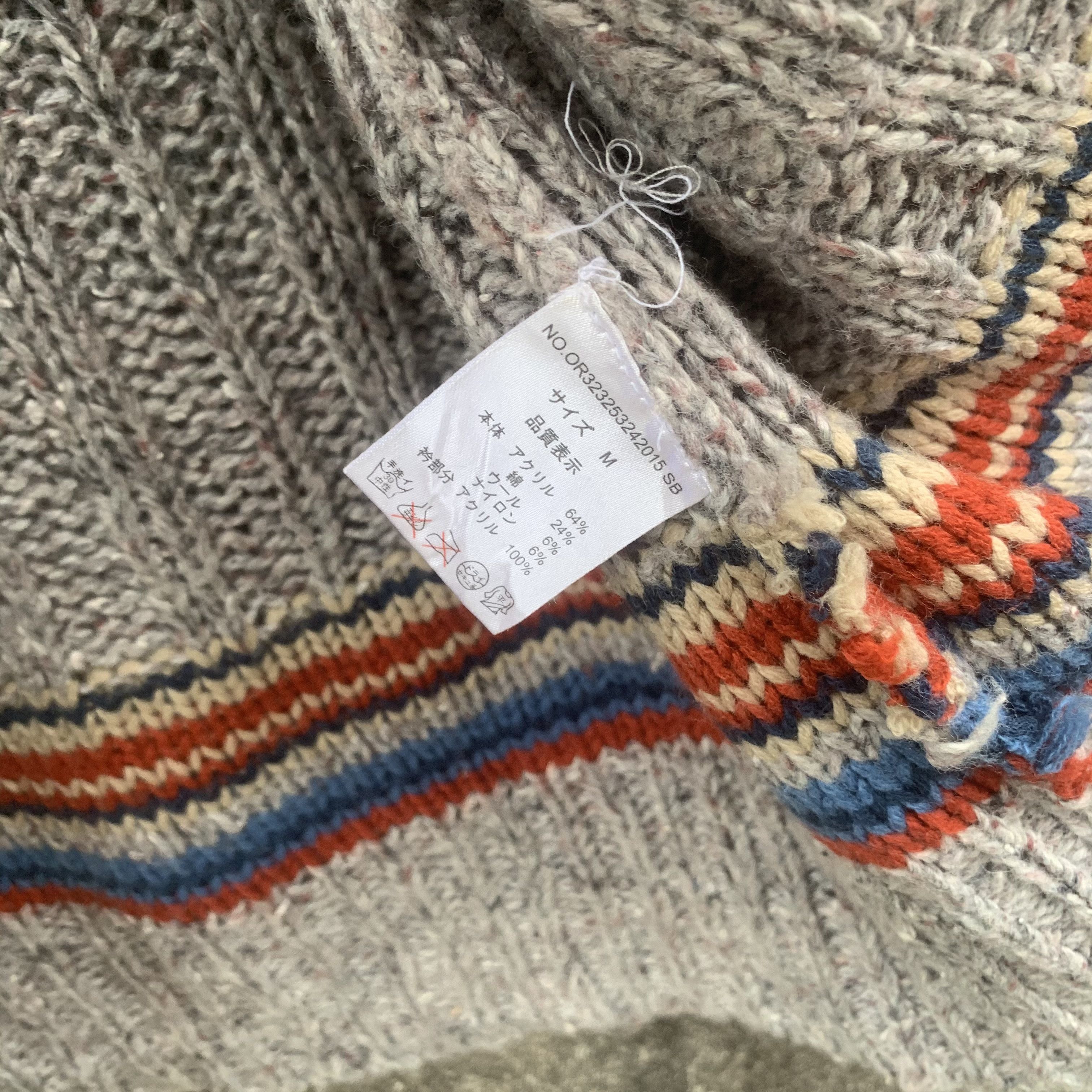 Japanese Brand FLASH REPORT Japan Icelandic Knit Cable Cardigan Sweater Size M / US 6-8 / IT 42-44 - 7 Thumbnail