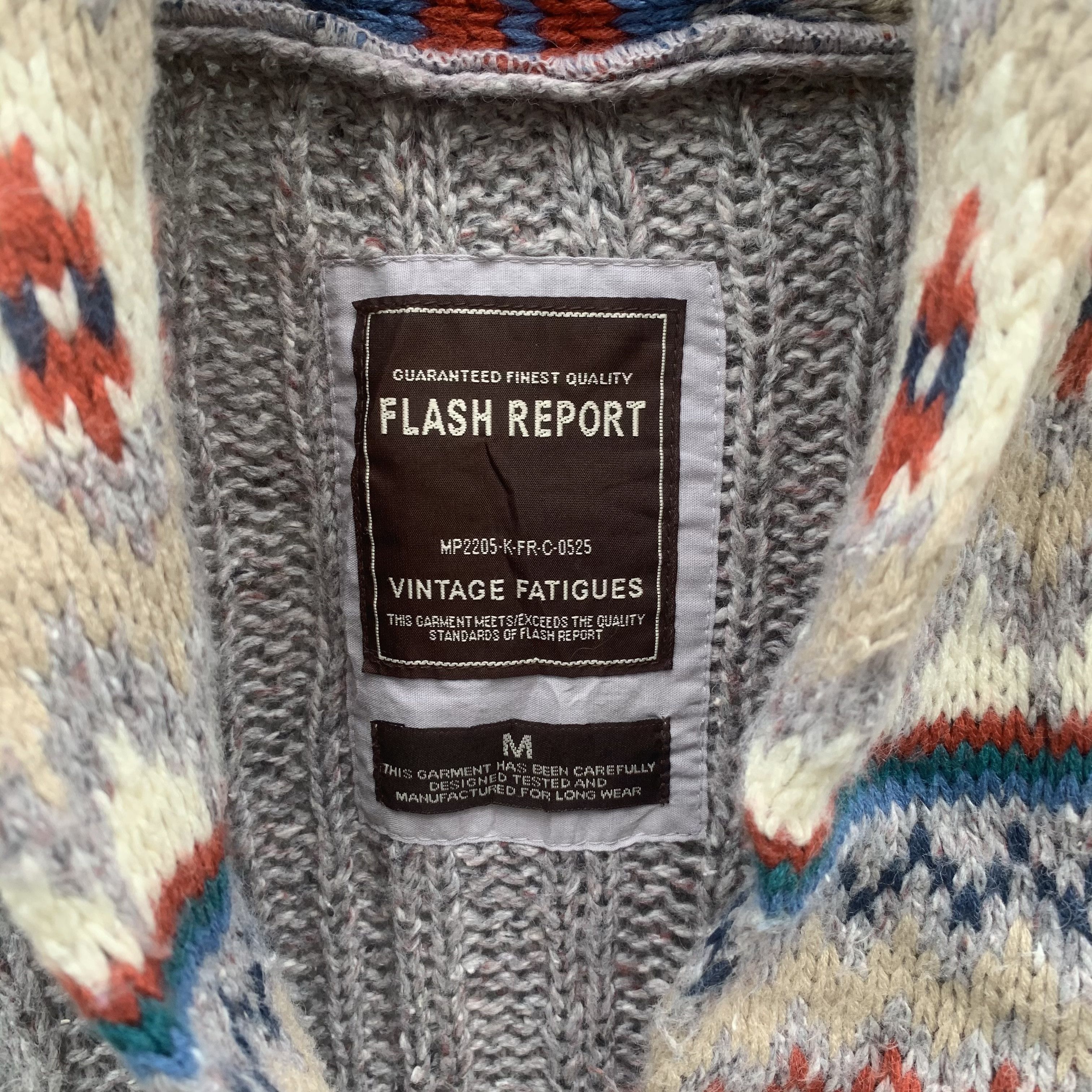 Japanese Brand FLASH REPORT Japan Icelandic Knit Cable Cardigan Sweater Size M / US 6-8 / IT 42-44 - 6 Thumbnail
