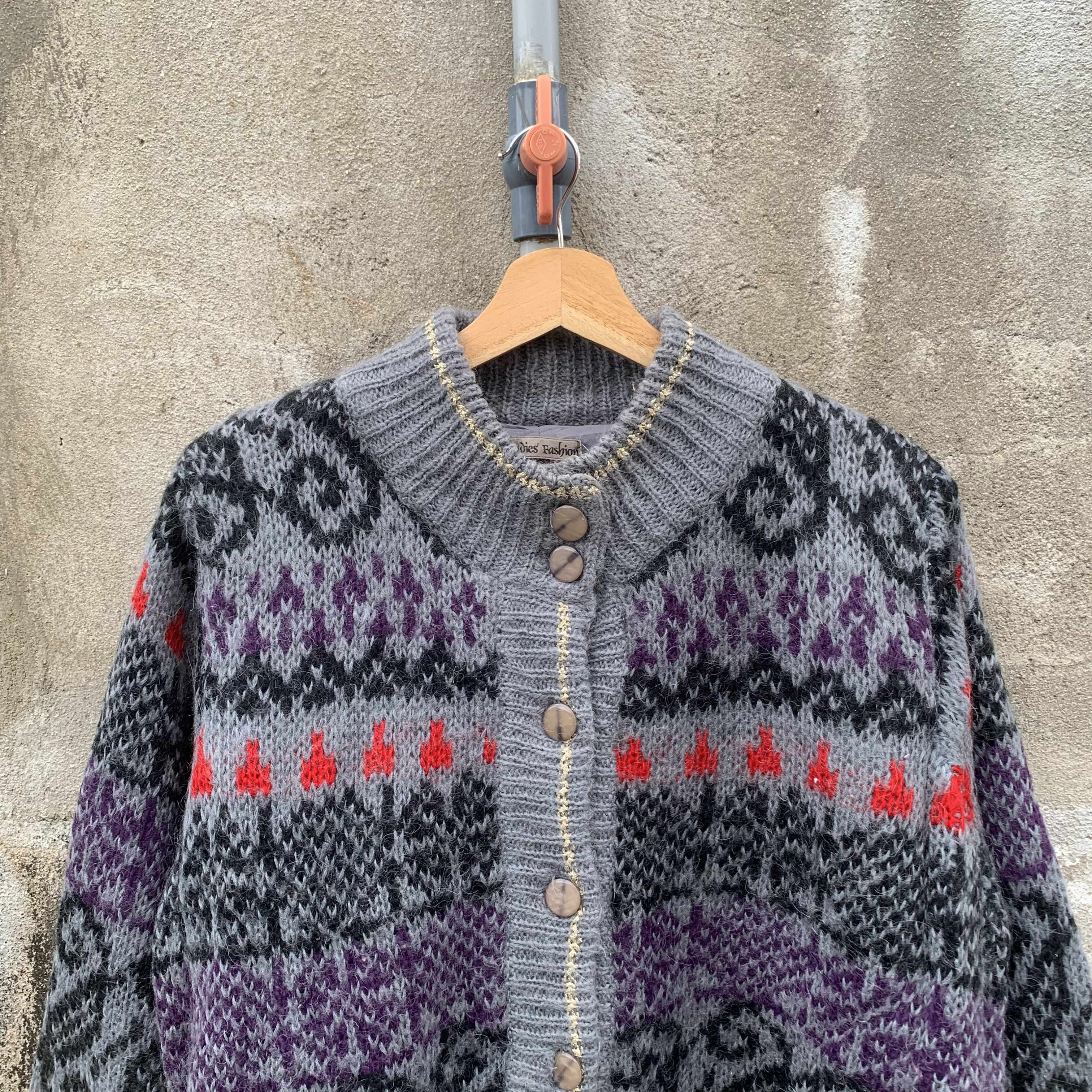 Homespun Knitwear Ladies Fashion MOHAIR Full Button Cardigan Arts Sweater Size ONE SIZE - 2 Thumbnail