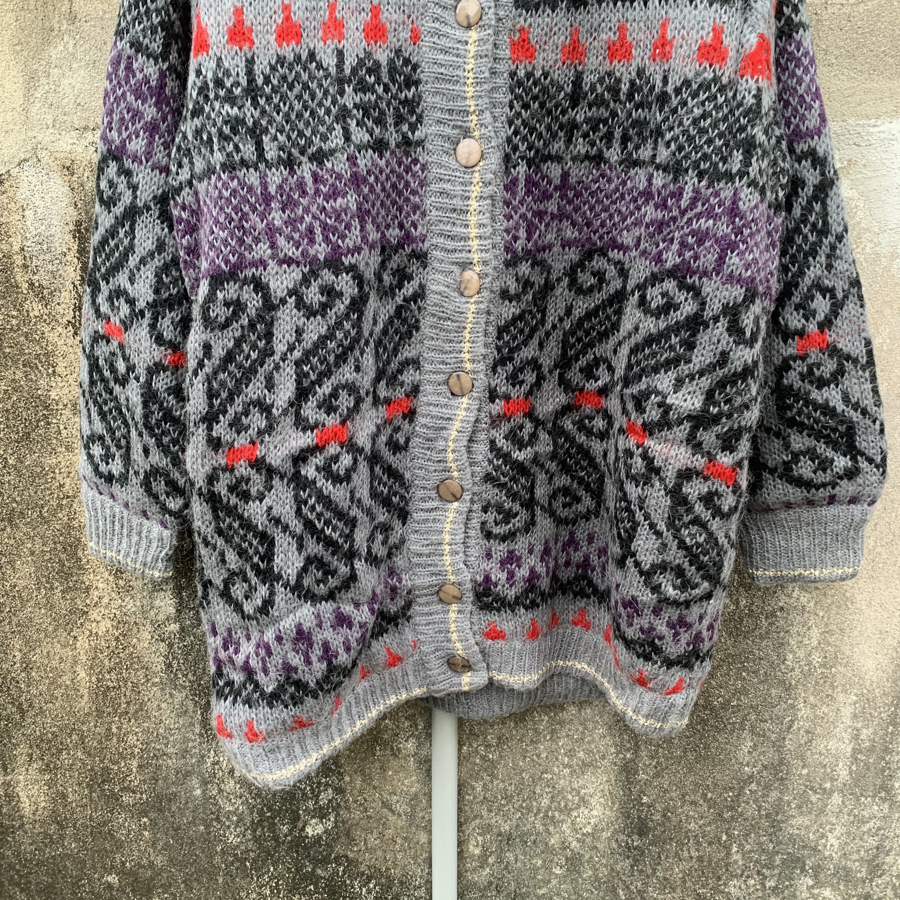 Homespun Knitwear Ladies Fashion MOHAIR Full Button Cardigan Arts Sweater Size ONE SIZE - 3 Thumbnail